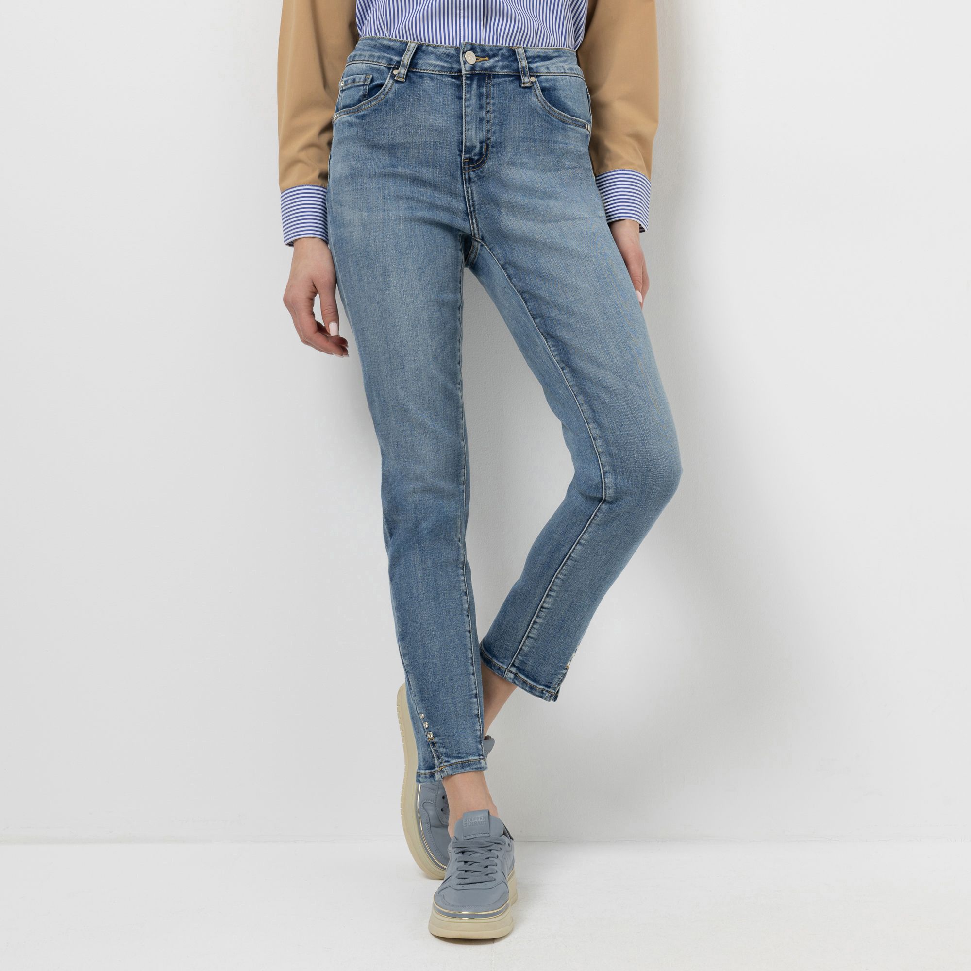 STEFFEN SCHRAUT Jeanshose knöchellang Strassdetail schmales Bein