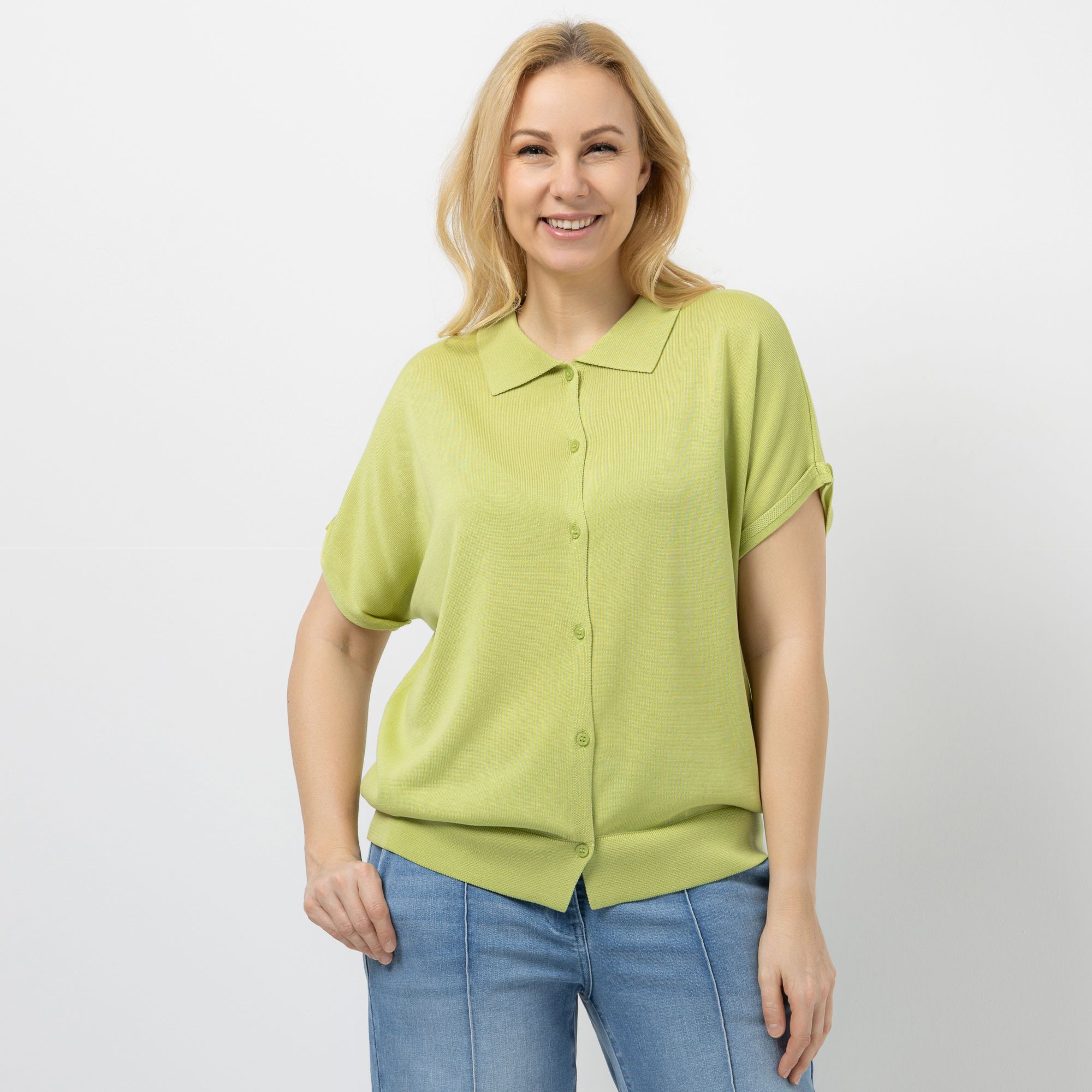 DAWID by Dawid Tomaszewski Strickshirt Knopfleiste figurumspielend