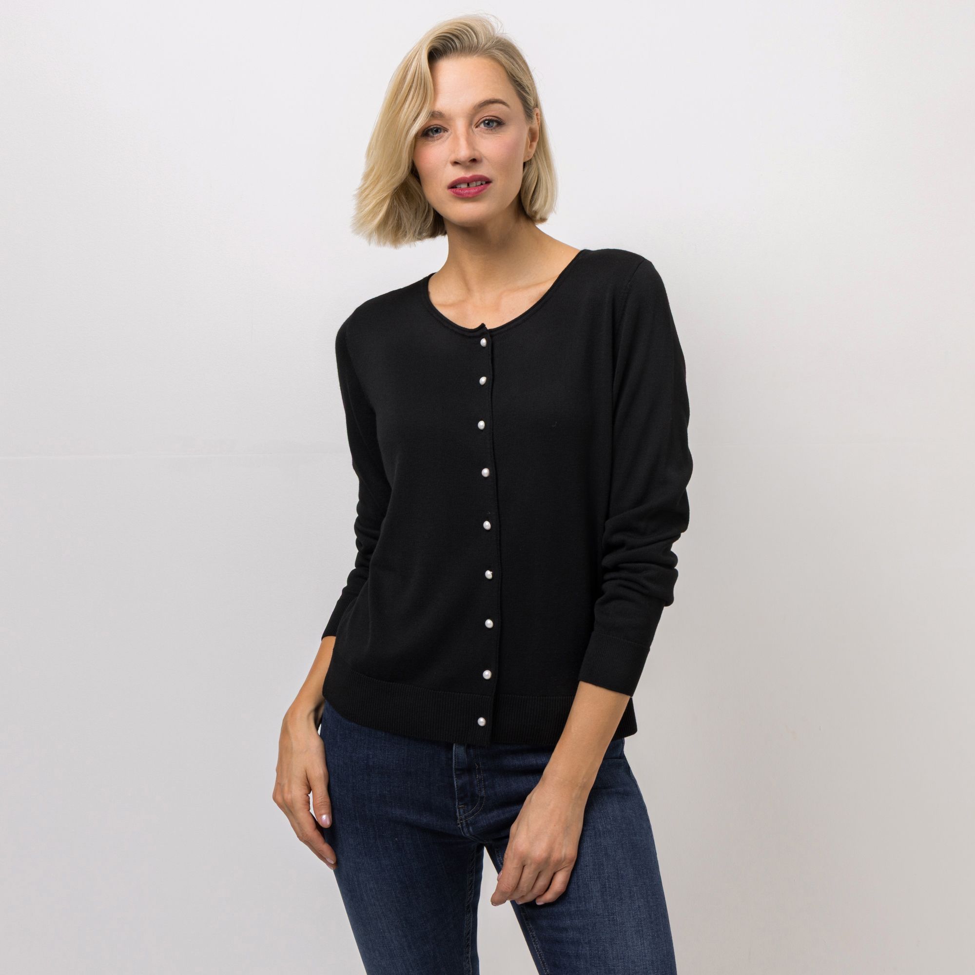 EVA LUTZ Cardigan, langarm Knopfleiste Kaschmiranteil figurumspielend