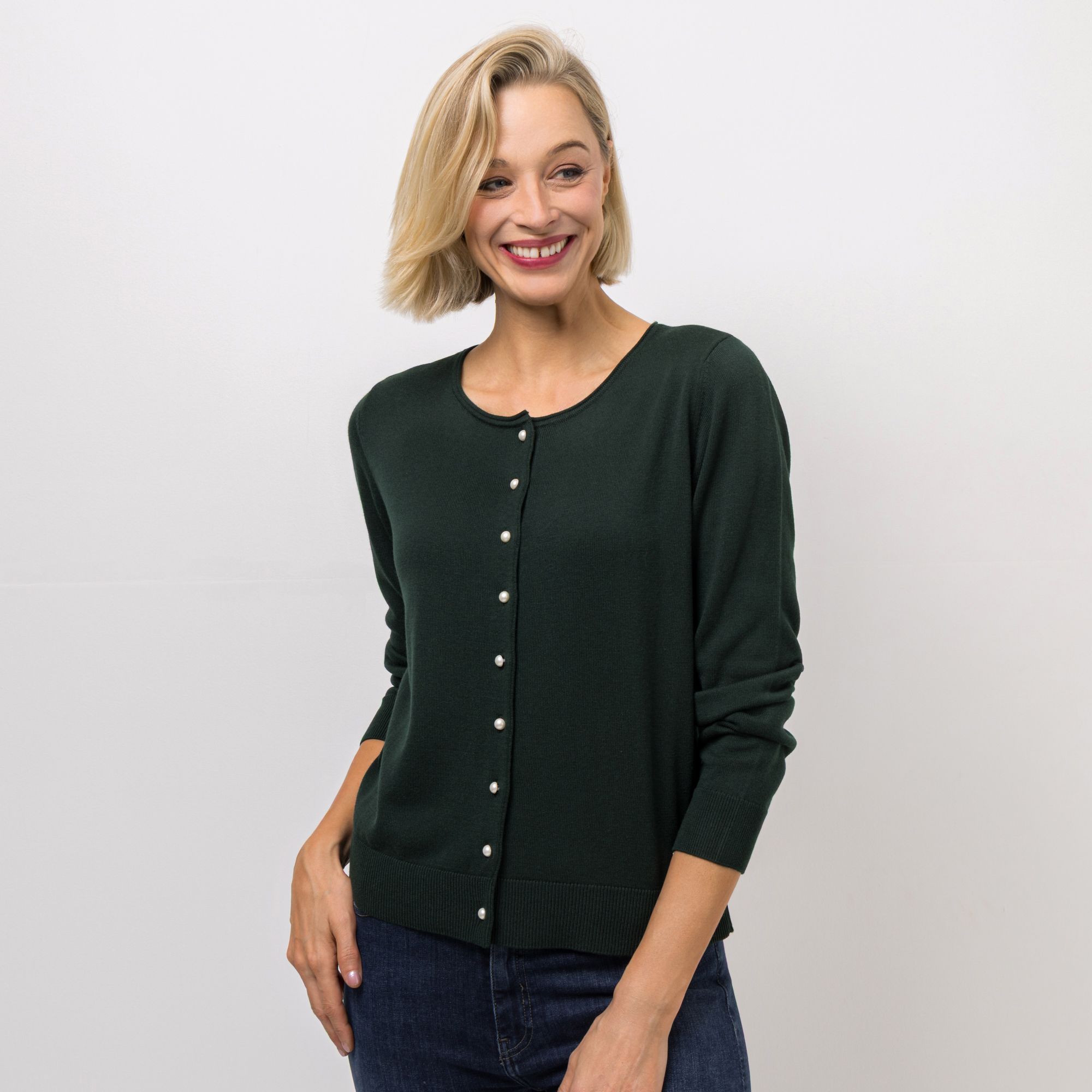 EVA LUTZ Cardigan, langarm Knopfleiste Kaschmiranteil figurumspielend