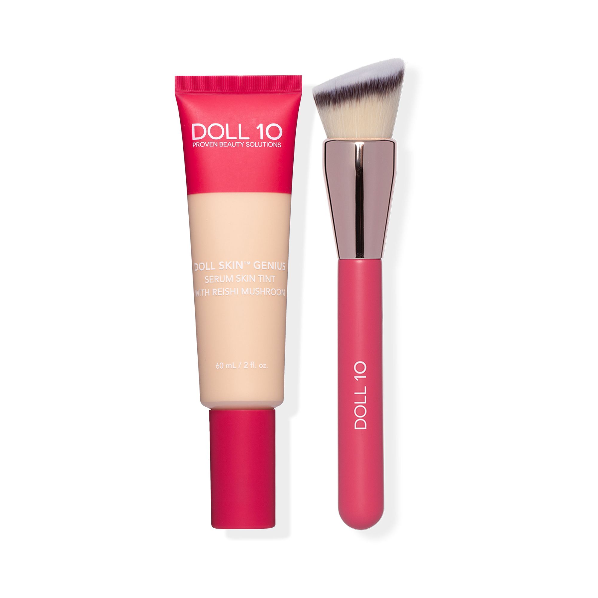 DOLL 10 BEAUTY Skin Genius Serum Foundation Reishi Mushroom Supersize 60ml mit Pinsel