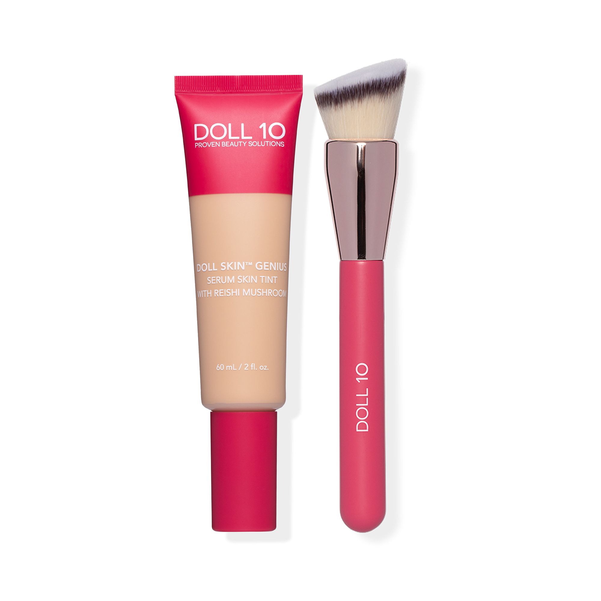 DOLL 10 BEAUTY Skin Genius Serum Foundation Reishi Mushroom Supersize 60ml mit Pinsel