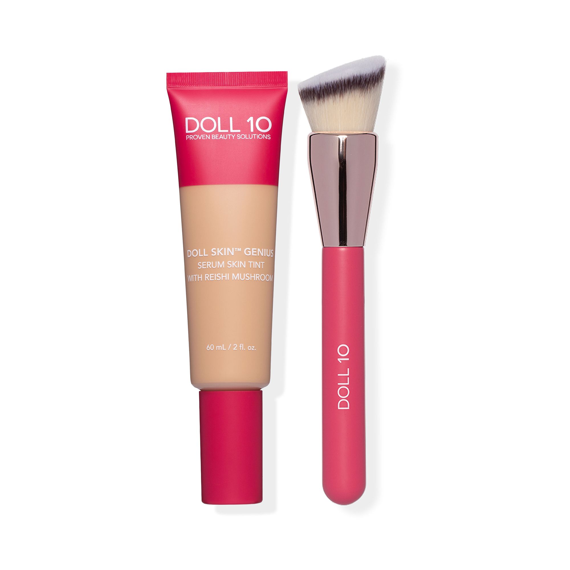 DOLL 10 BEAUTY Skin Genius Serum Foundation Reishi Mushroom Supersize 60ml mit Pinsel
