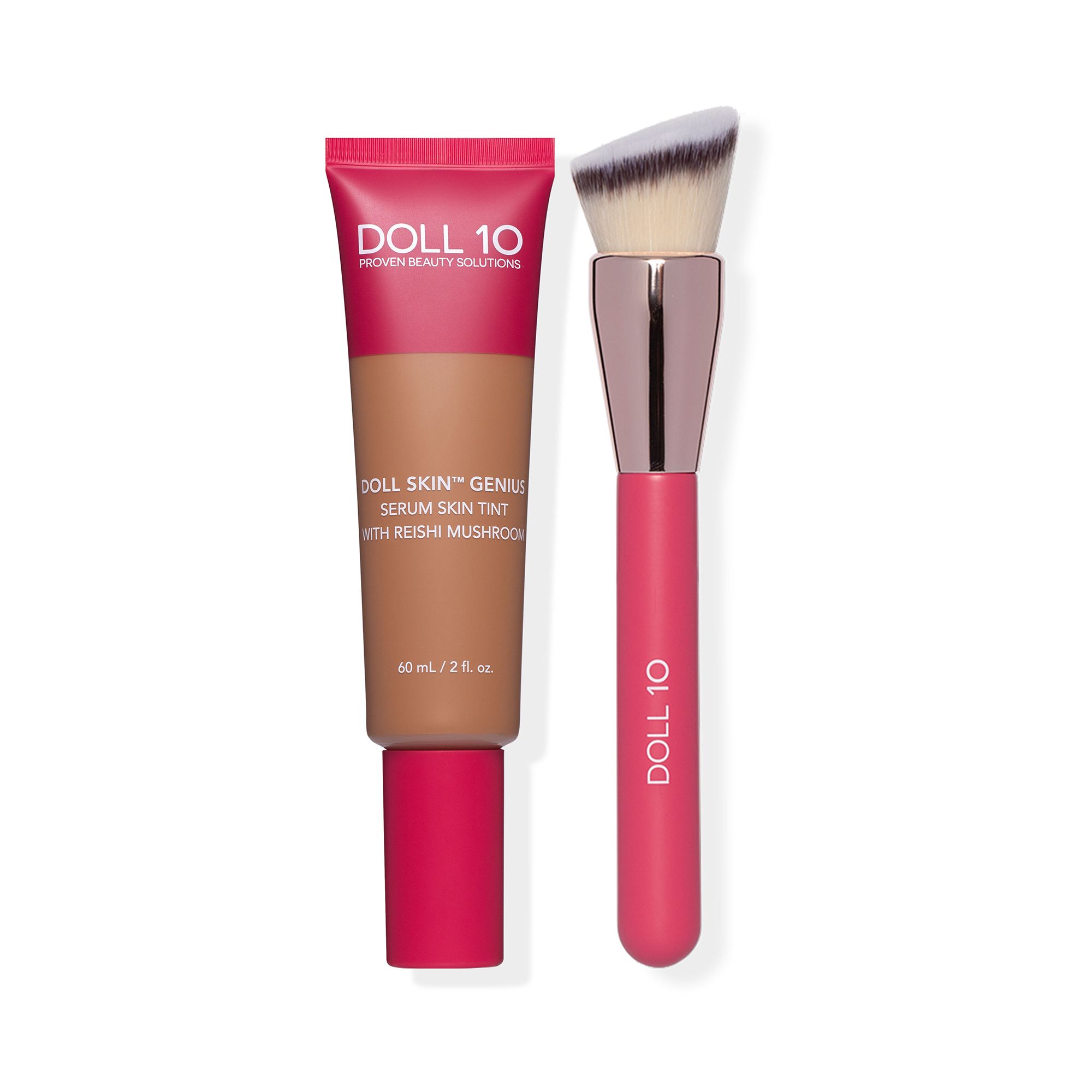 DOLL 10 BEAUTY Skin Genius Serum Foundation Reishi Mushroom Supersize 60ml mit Pinsel