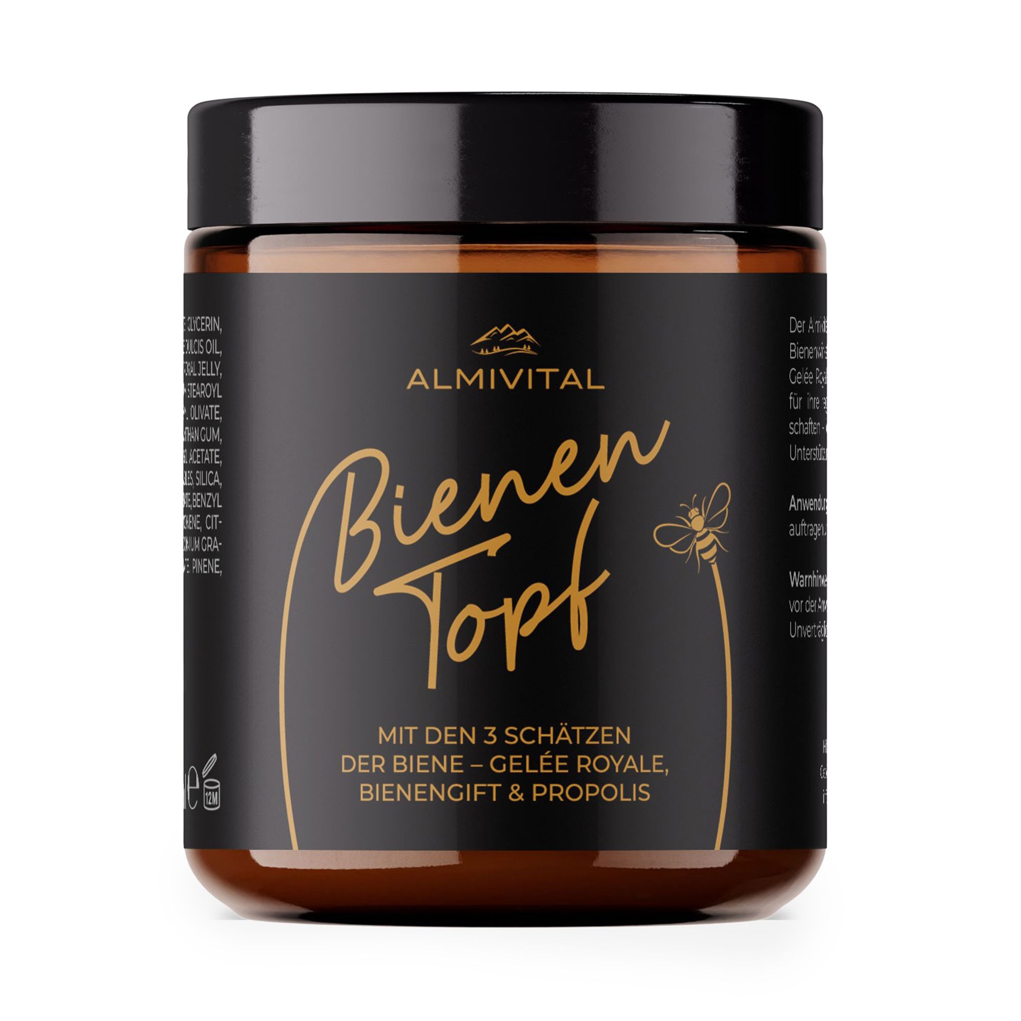 ALMIVITAL Bienentopf Salbe mit Propolis Extrakt, Gelee Royale & Bienengift 180ml