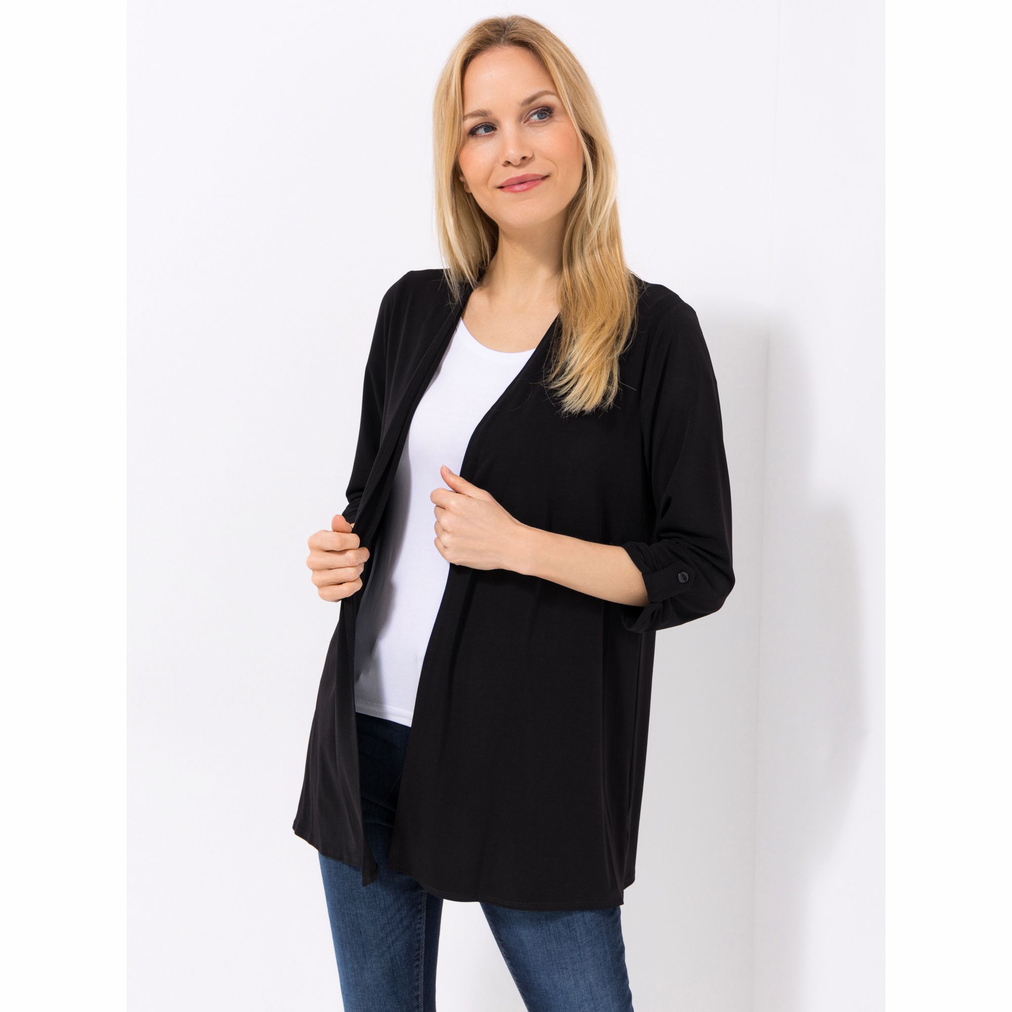 KIM & CO. Cardigan, 3/4-Arm Brazil Knit Jersey Knopf am Ärmelsaum figurumspielend