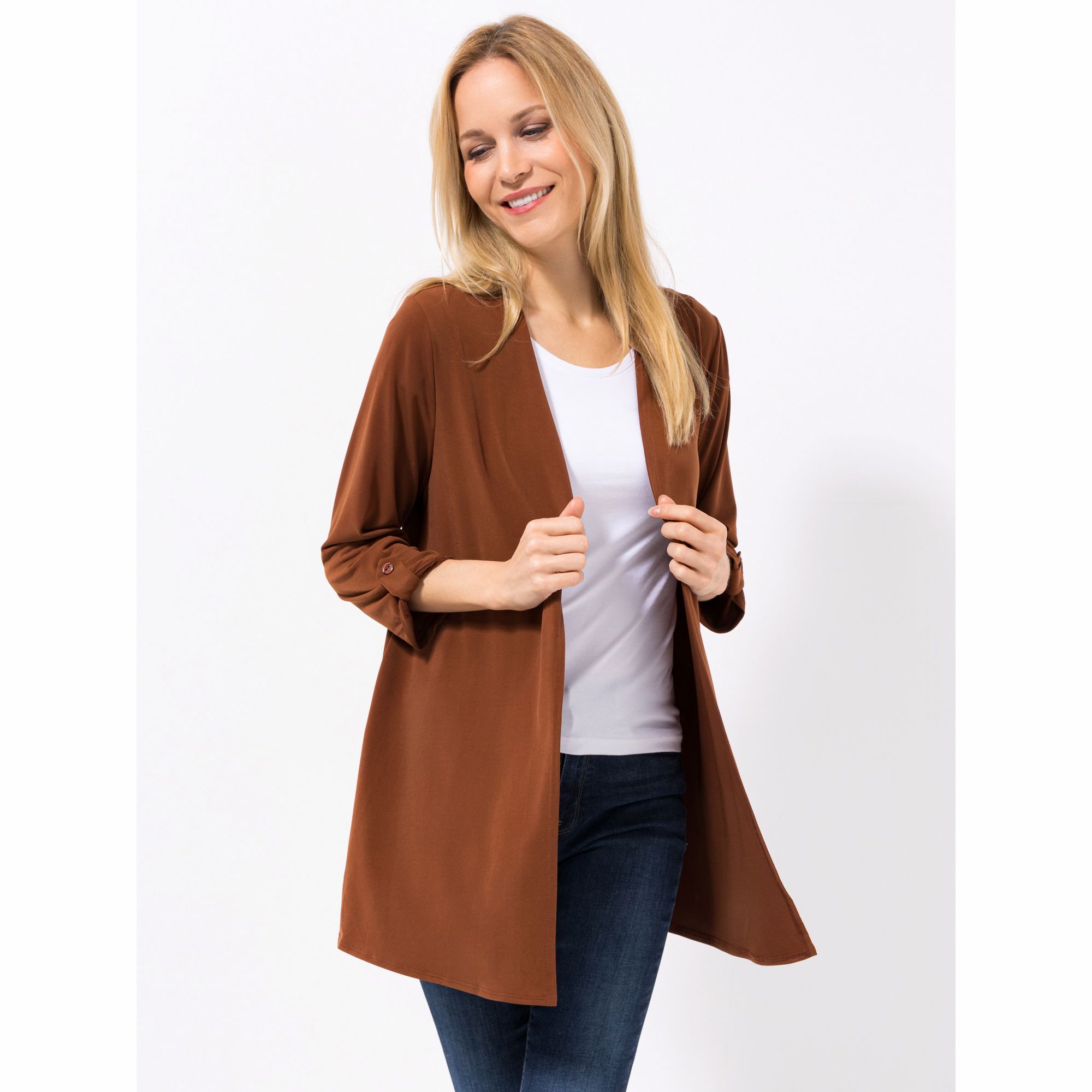 KIM & CO. Cardigan, 3/4-Arm Brazil Knit Jersey Knopf am Ärmelsaum figurumspielend