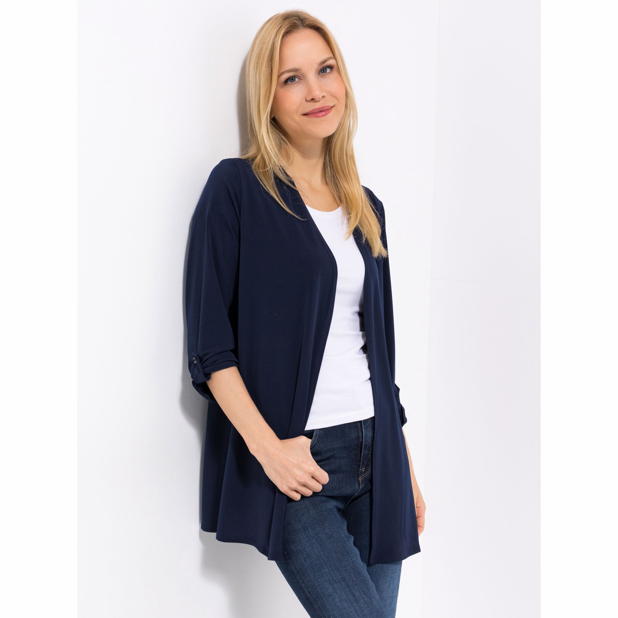 KIM & CO. Cardigan, 3/4-Arm Brazil Knit Jersey Knopf am Ärmelsaum figurumspielend