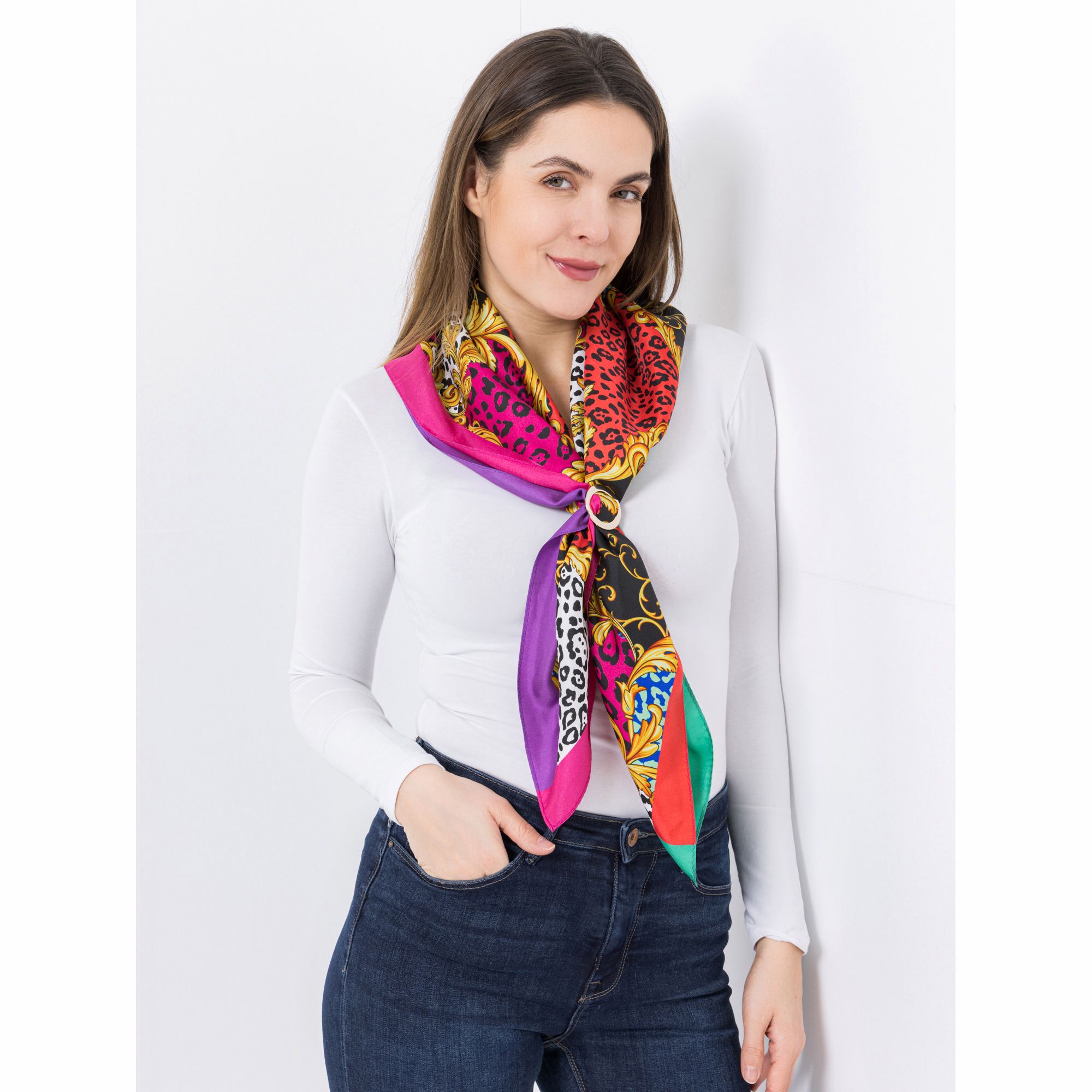 ANNI FOR FRIENDS Schal 100% Seide 87x87cm bedruckt