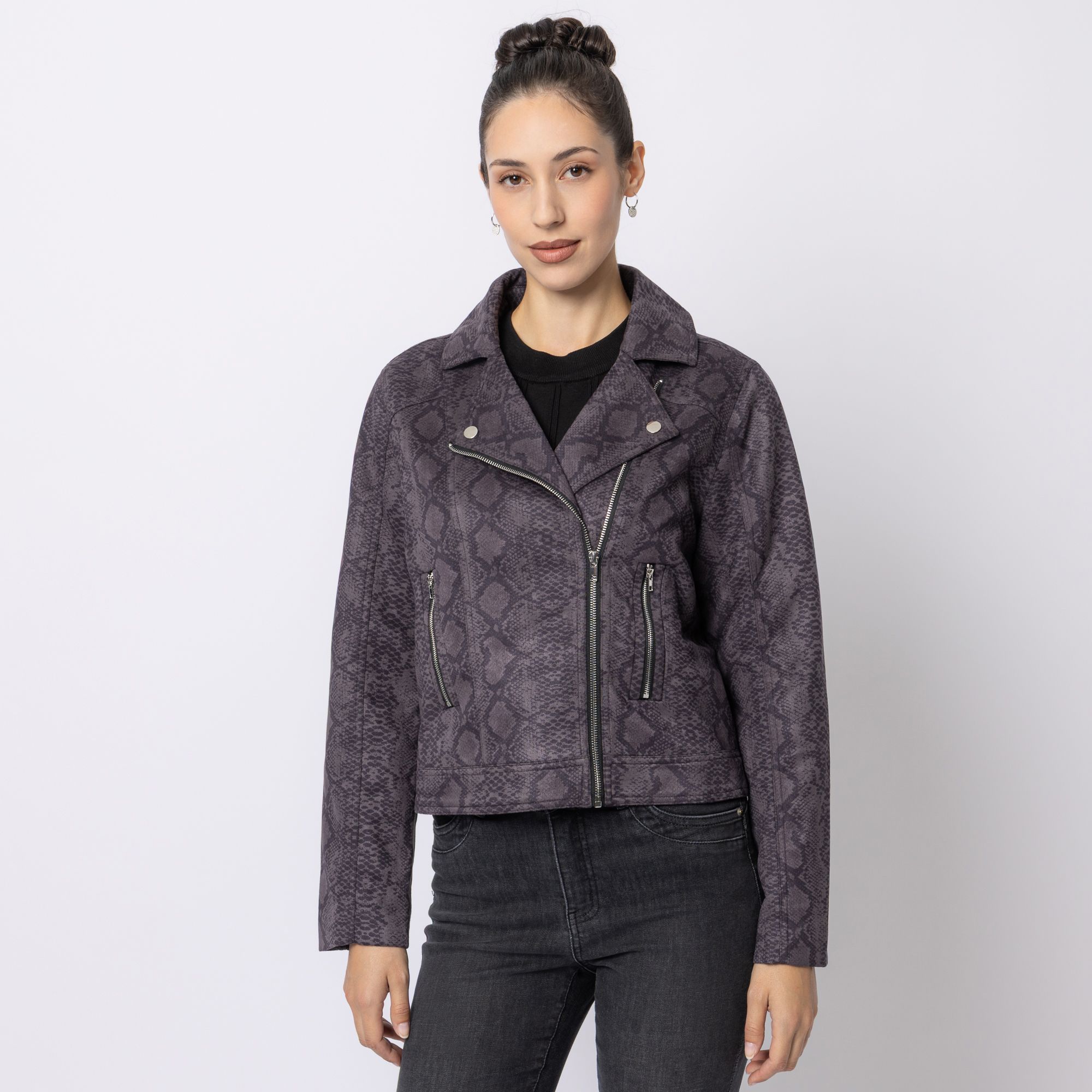 STEFFEN SCHRAUT Jacke Biker-Stil Leo-Druck figurbetont
