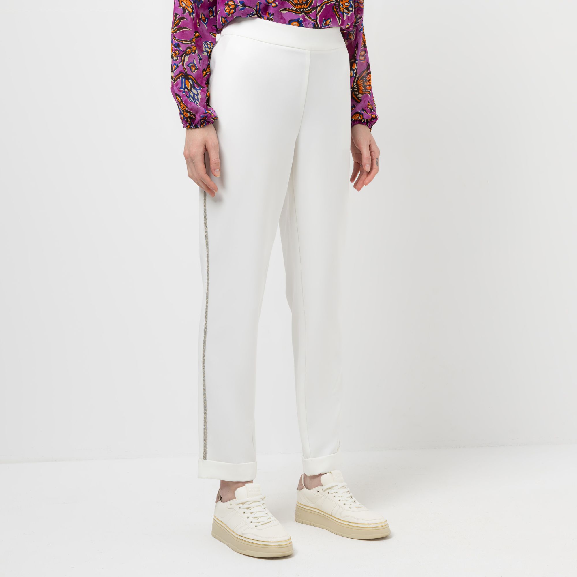 STEFFEN SCHRAUT Hose lange Form Rundumdehnbund silberne Verzierung schmales Bein