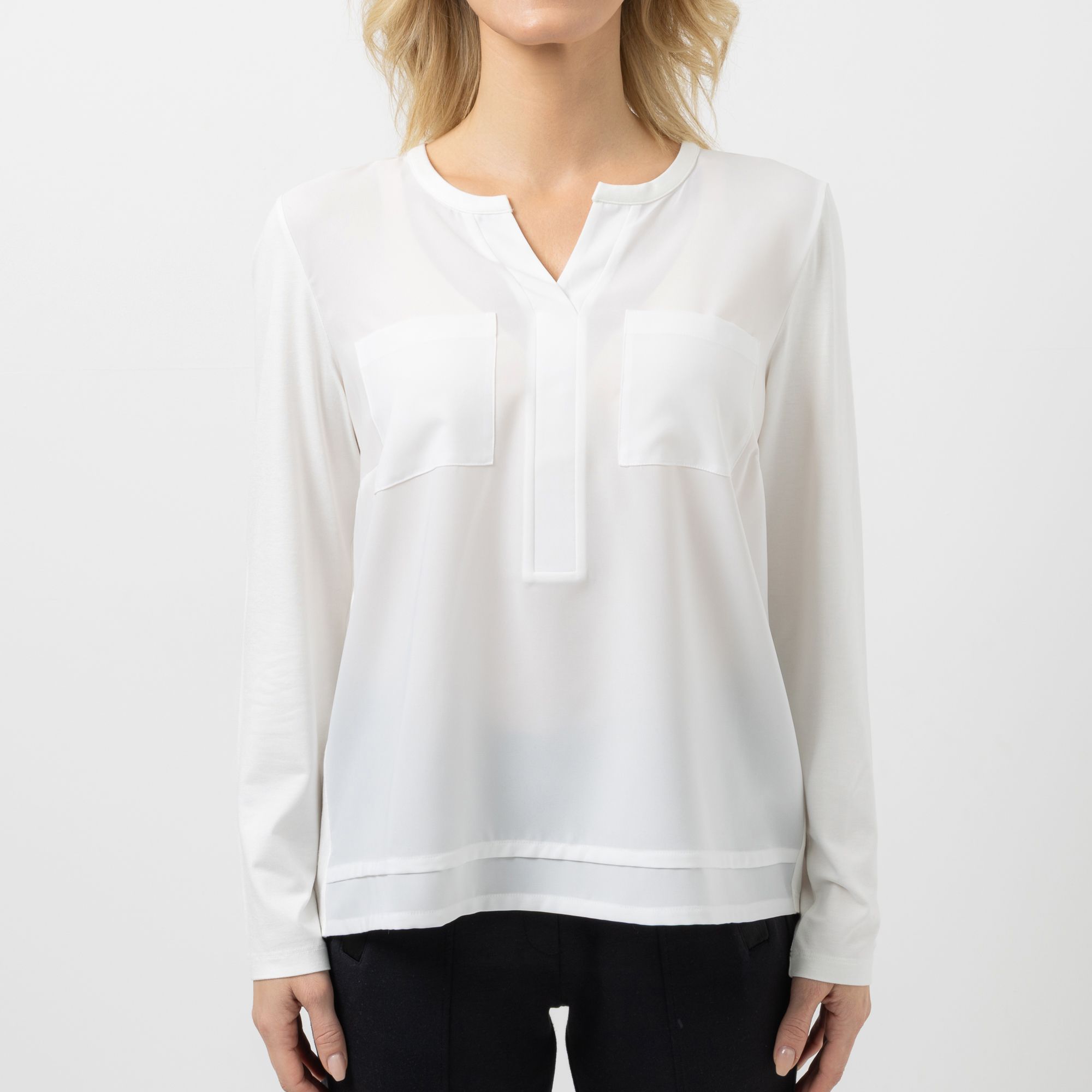 STEFFEN SCHRAUT Blusenshirt, langarm V-Ausschnitt Brusttaschen figurumspielend