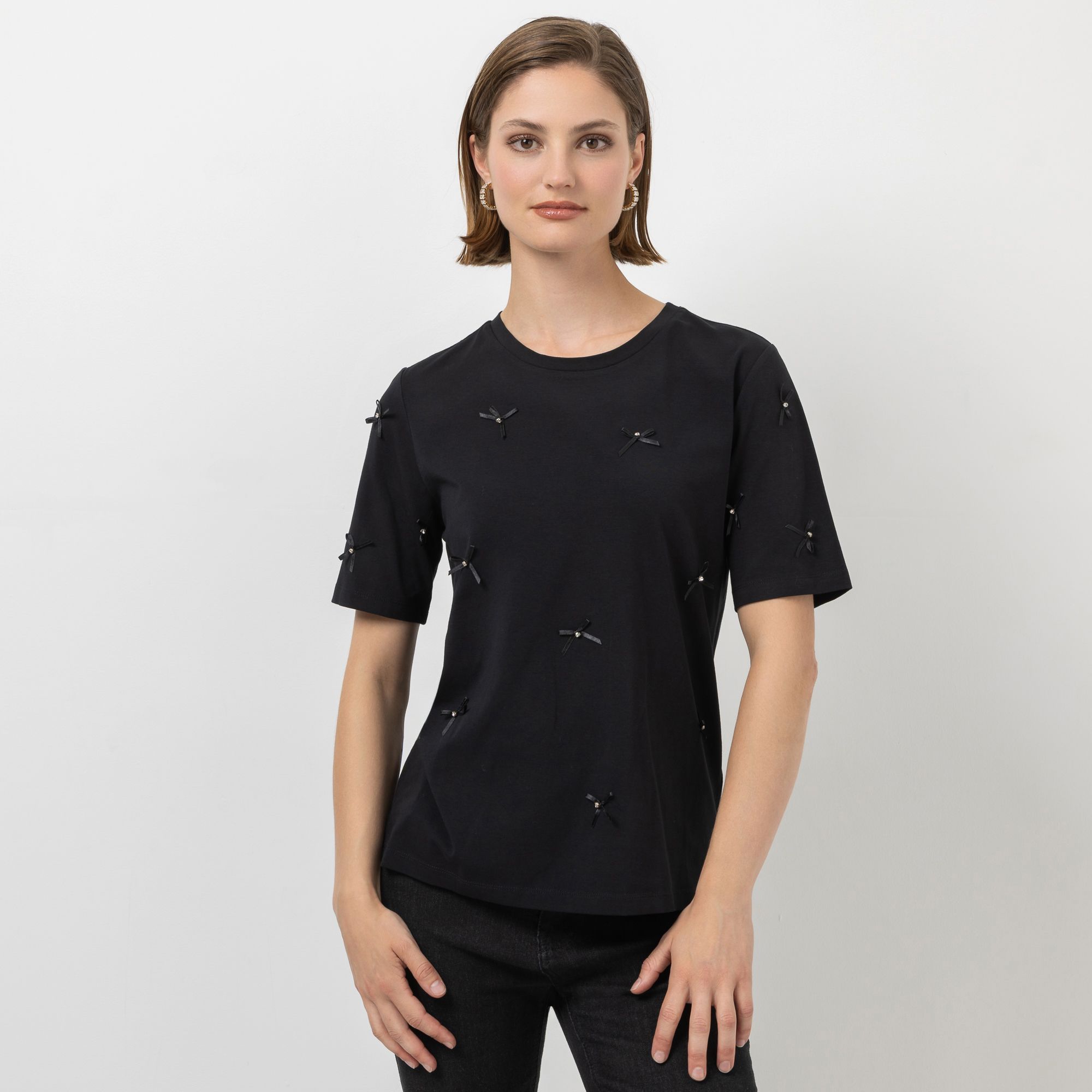 STEFFEN SCHRAUT Shirt, 1/2-Arm Rundhalsausschnitt Schleifendetails figurumspielend