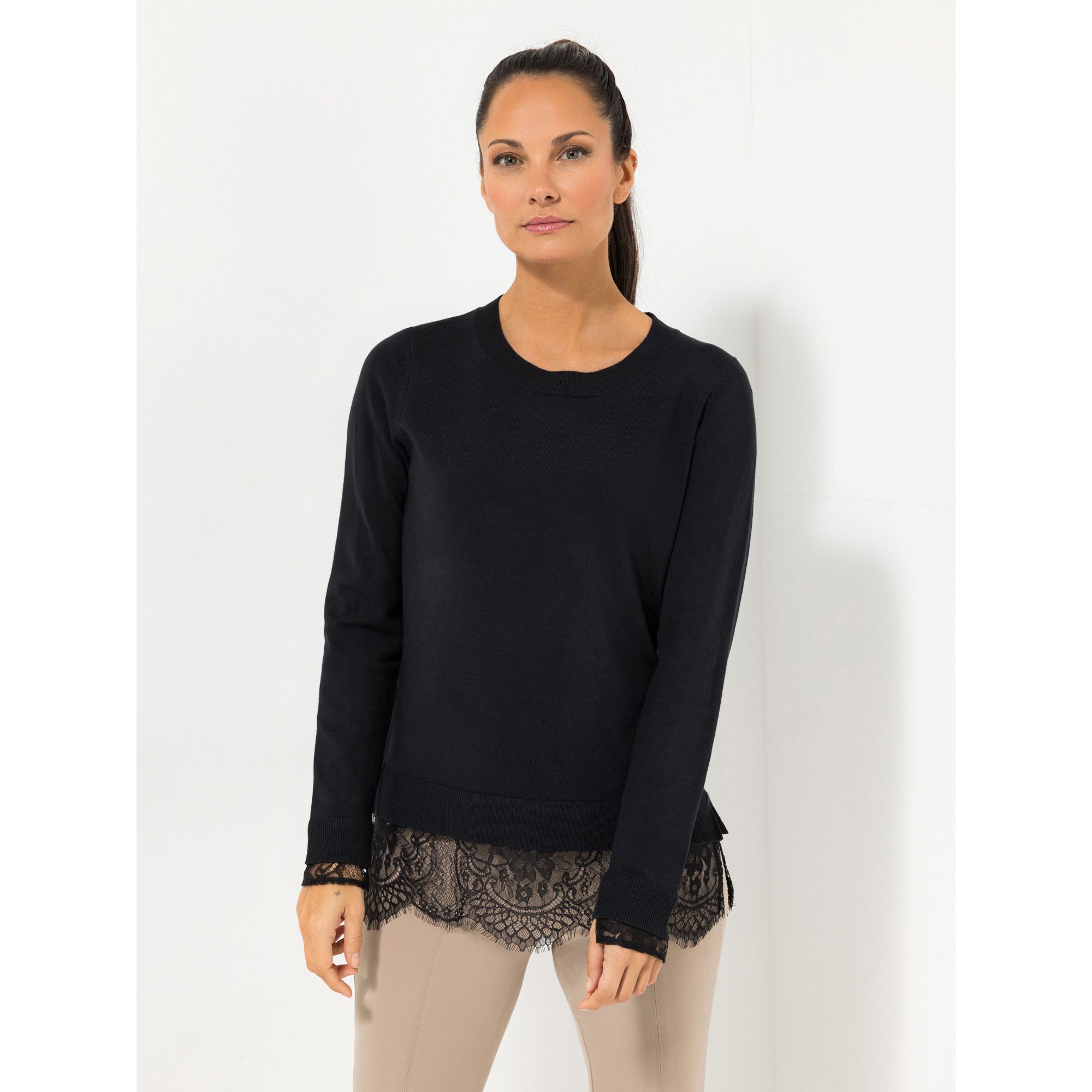 STEFFEN SCHRAUT Pullover, 1/1-Arm abnehmbarer Spitzeneinsatz figurumspielend