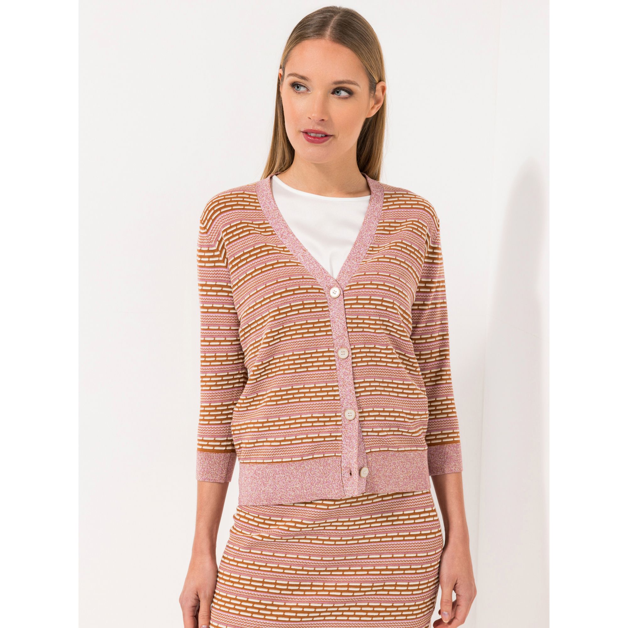 STEFFEN SCHRAUT Cardigan, 3/4-Arm V-Ausschnitt durchgeknöpft figurumspielend