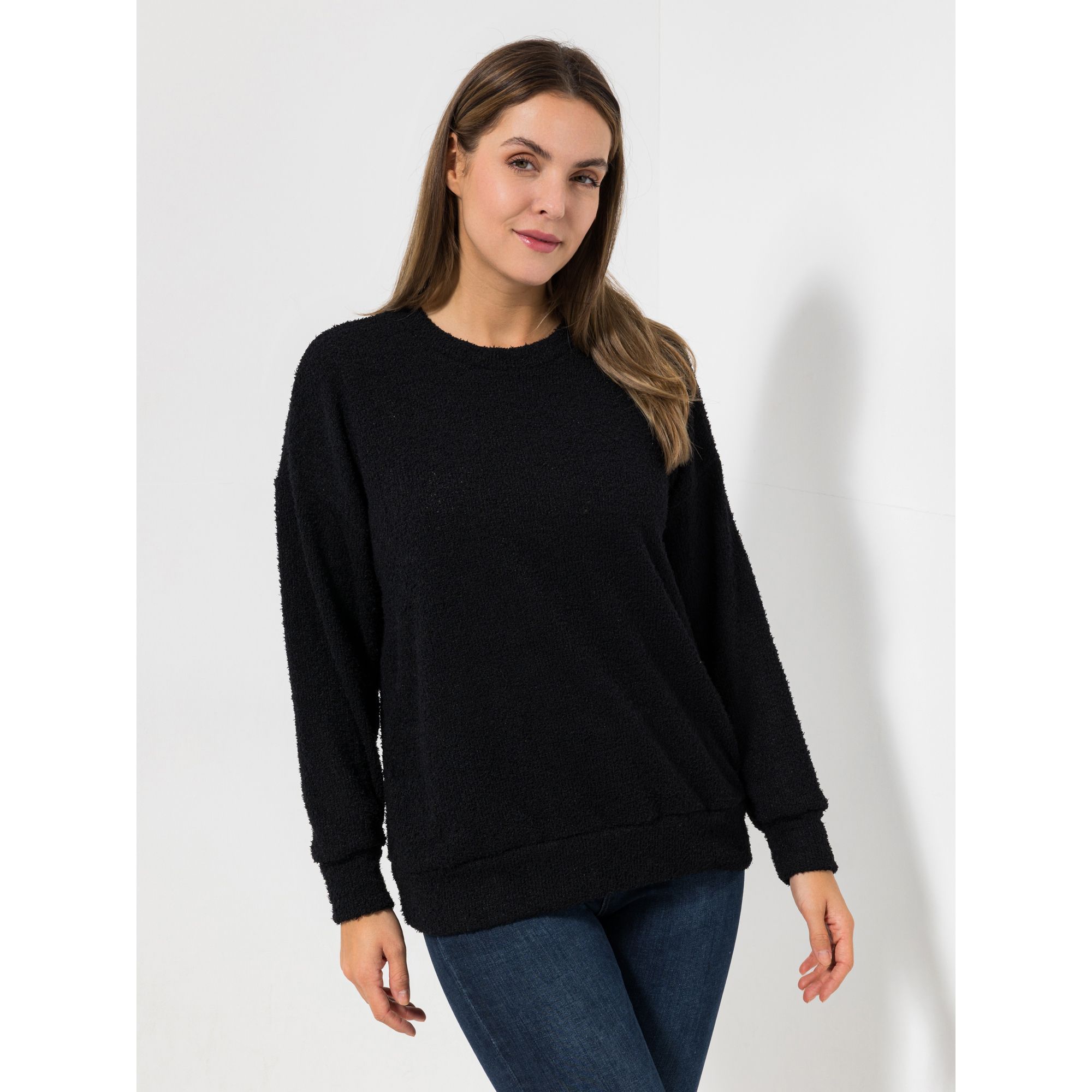 KIM & CO. Shirt, Langarm Boucle Jersey Bündchen figurumspielend