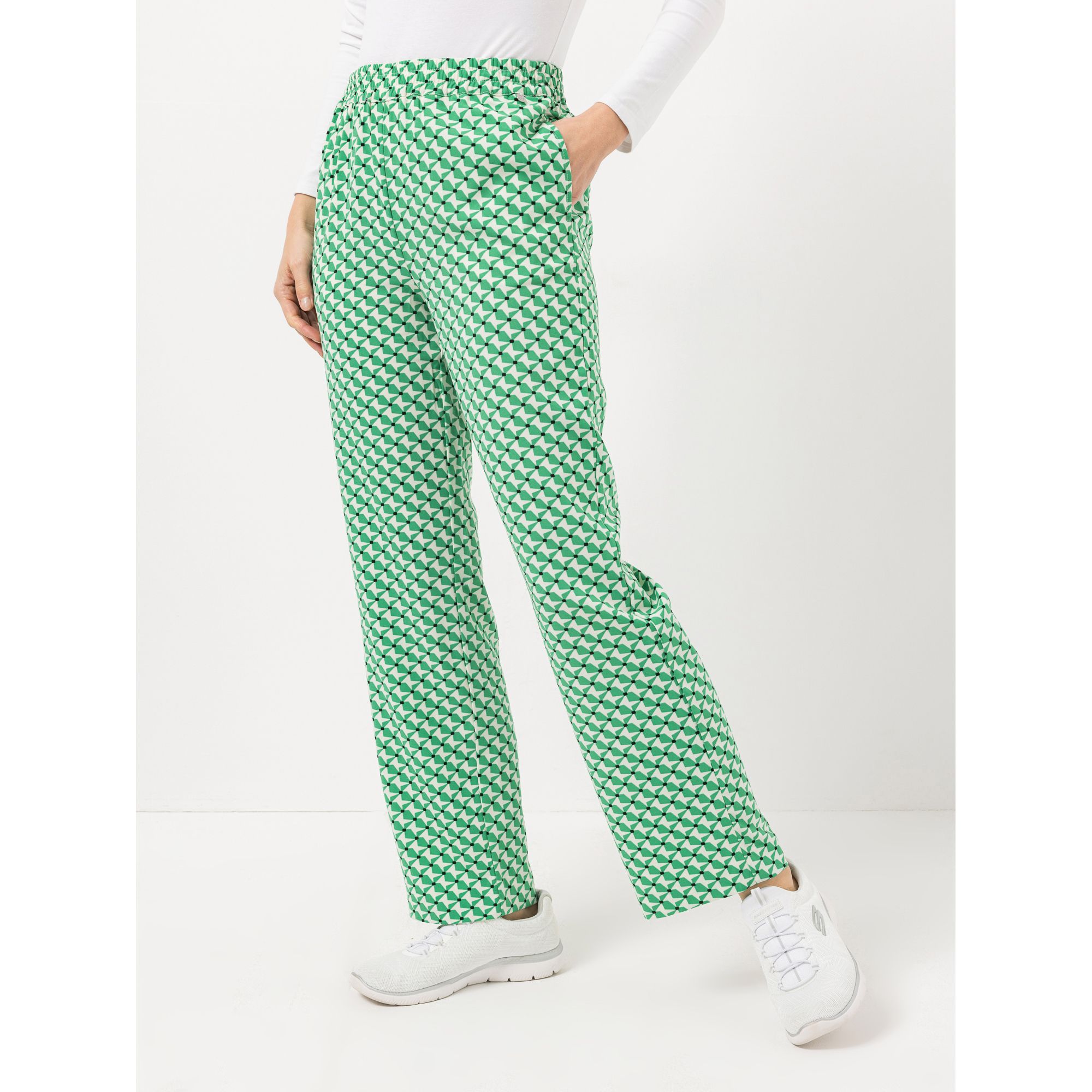 EVA LUTZ Hose Rundumdehnbund gemustert weites Bein