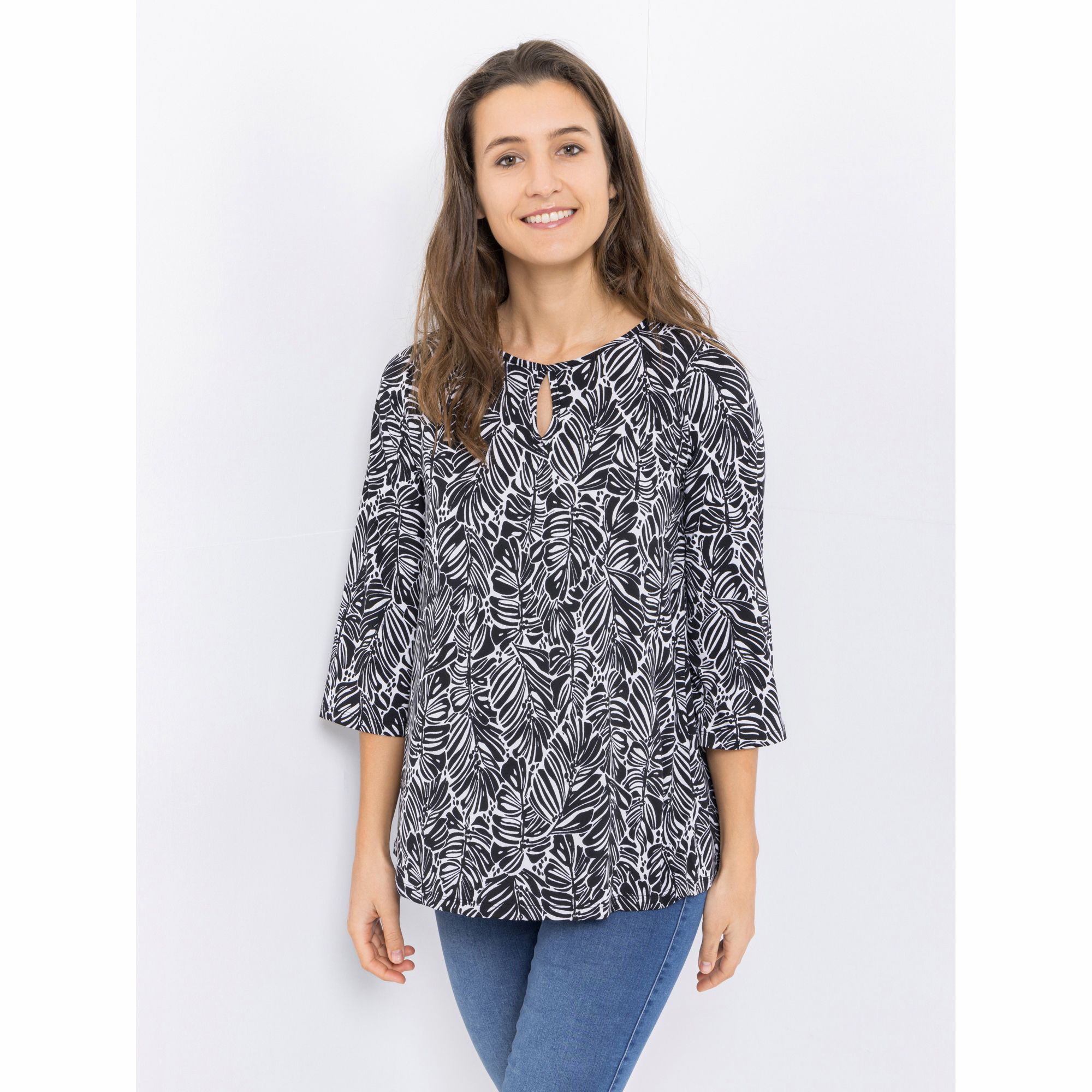 KIM & CO. Shirt, 3/4-Arm Brazil Knit Jersey Zierausschnitt figurumspielend