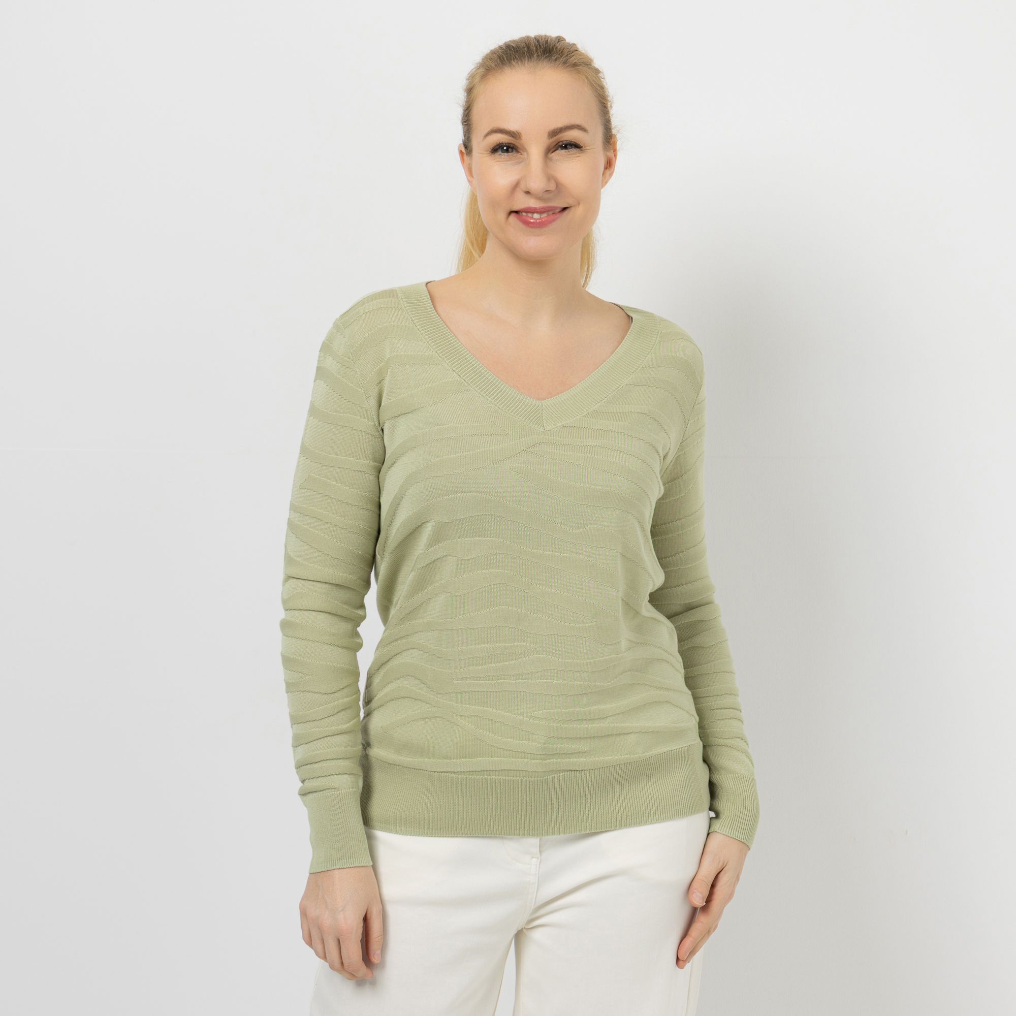 DAWID by Dawid Tomaszewski Pullover, Langarm feiner Strukturstrick figurumspielend