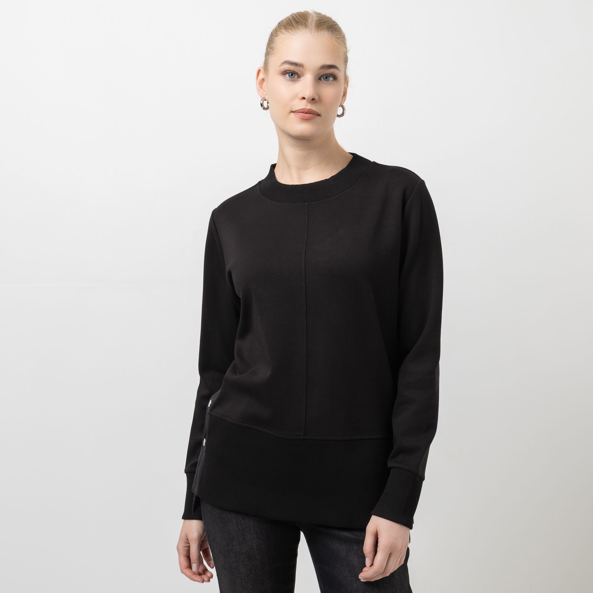 STEFFEN SCHRAUT Sweatshirt, langarm Rundhalsausschnitt seitliche Knopfleiste leger weit