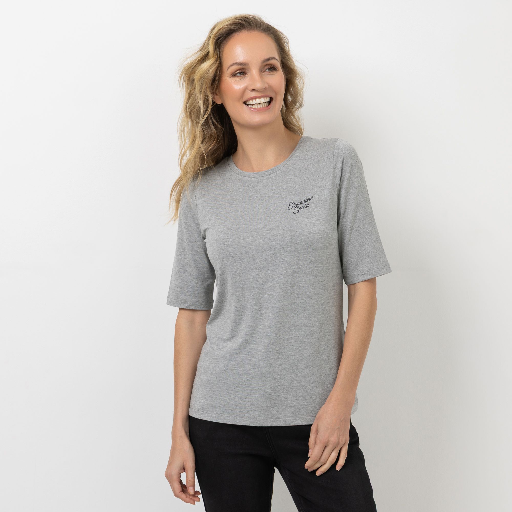 STRANDFEIN Shirt, 1/2-Arm Rundhalsausschnitt Schriftzug figurumspielend