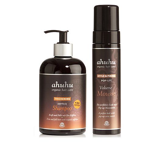 ahuhu organic hair care Coffein Shampoo 500ml Pop-Up! Volume Mousse 200ml