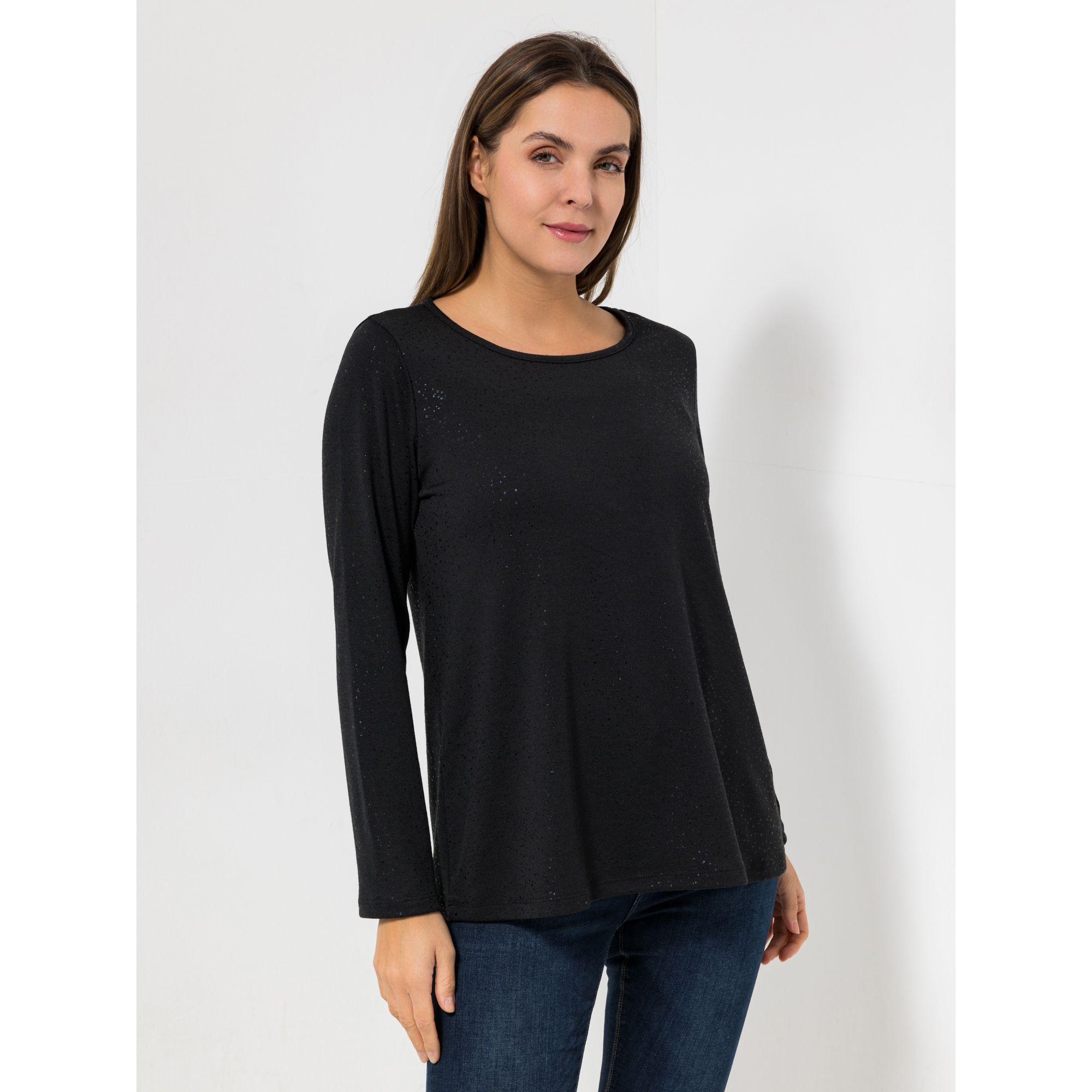 KIM & CO. Shirt, Langarm Soft Touch Jersey Folien-Druck figurumspielend
