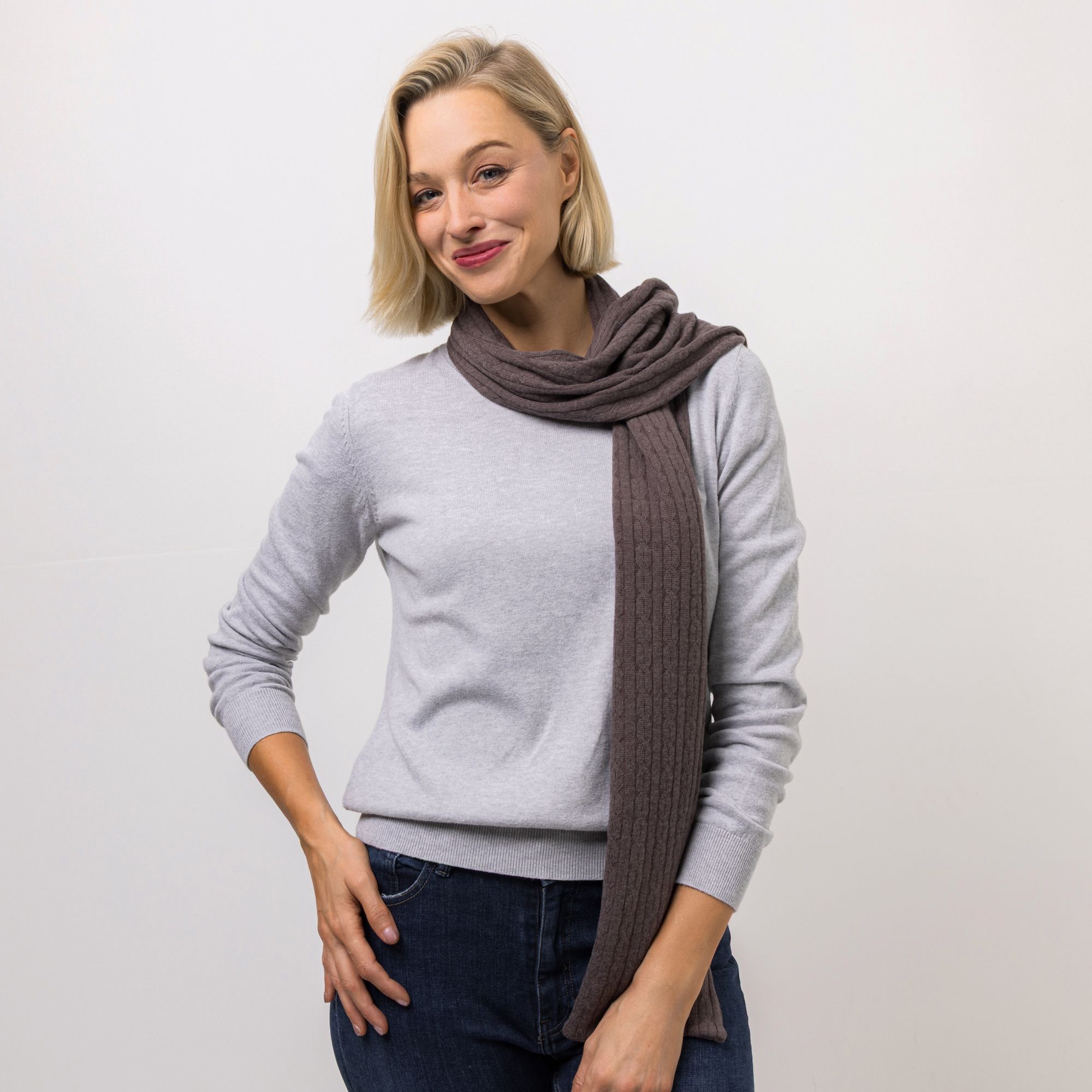KIM & CO. Schal, 20x178cm Zopfstrick-Jersey doppelt gelegtes Obermaterial