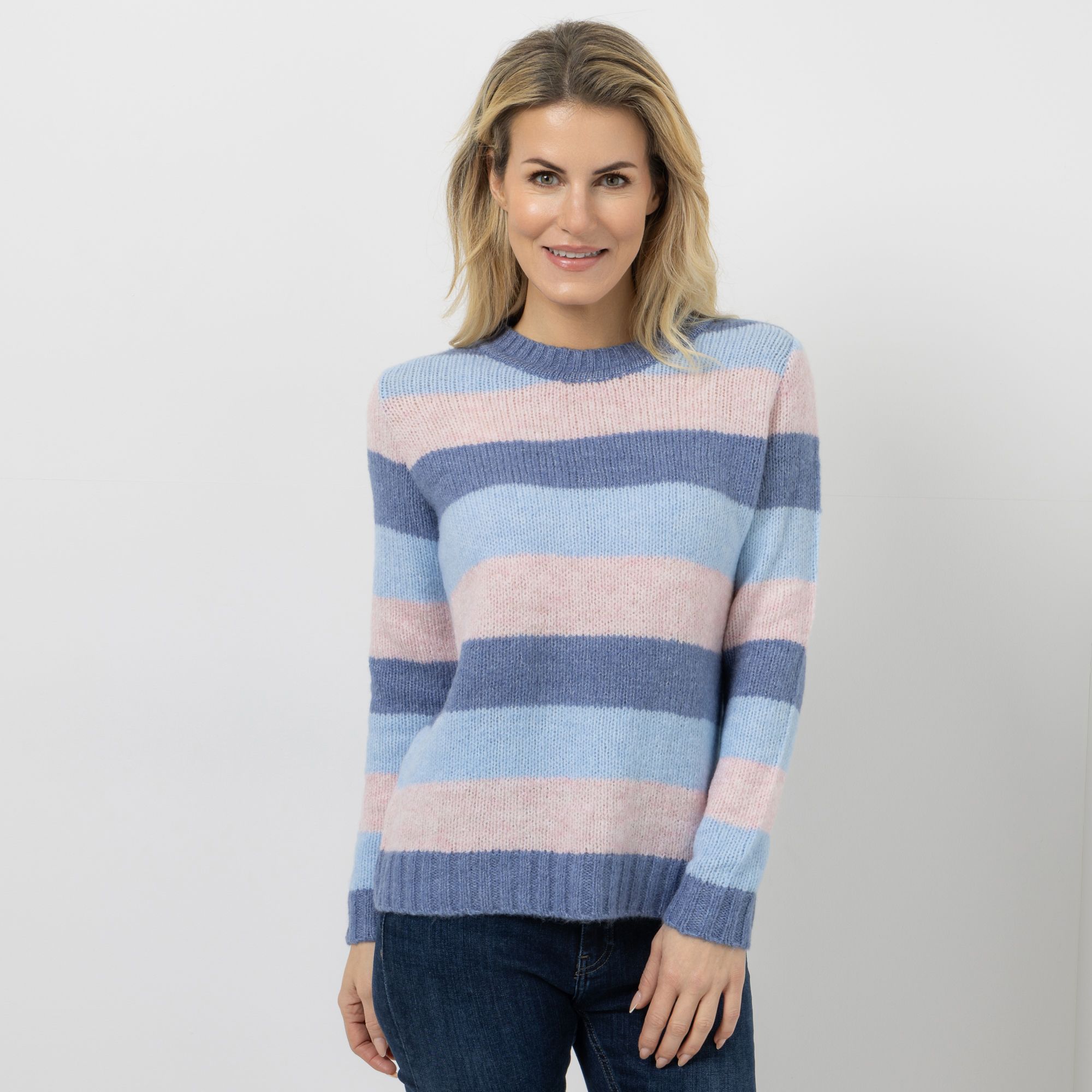 DINE 'N' DANCE Pullover Stehkragen gestreift leger weit