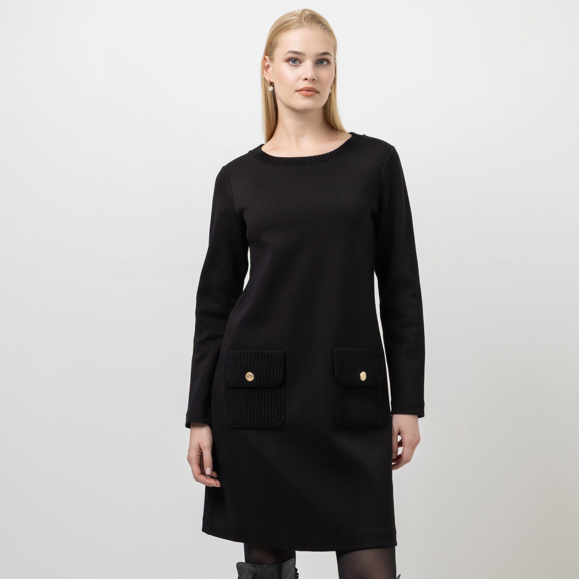 STEFFEN SCHRAUT Kleid, langarm Sweatoptik aufgesetzte Taschen kurze Form