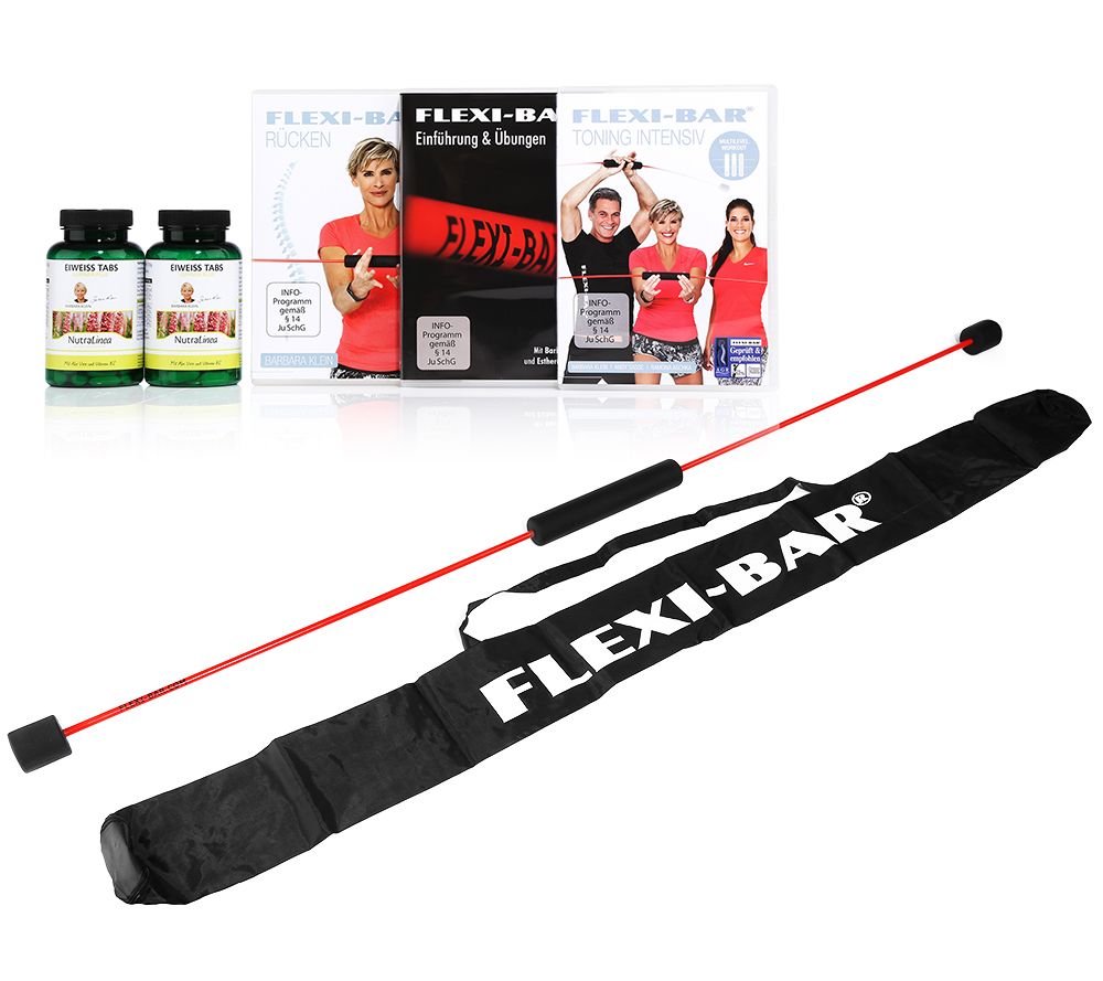 FLEXISPORTS FlexiBarSet mit 3 DVDs & Nutralinea Lupinen Eiweiß 2x