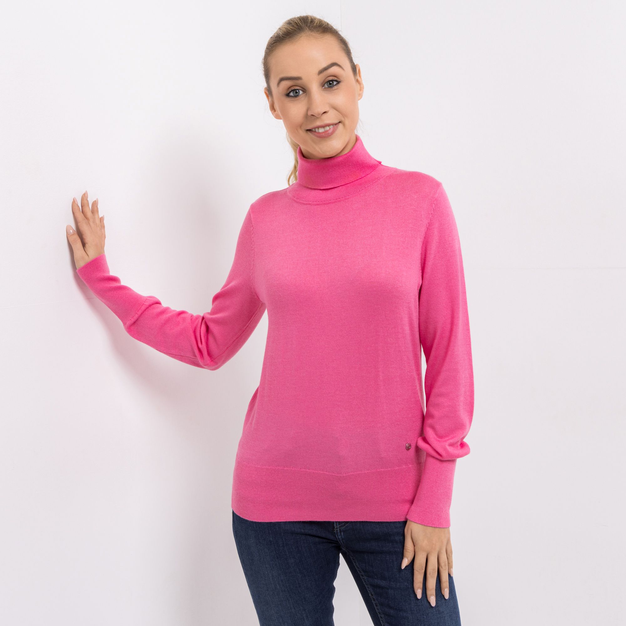 EVA LUTZ Pullover Rollkragen Rippenbundabschluss figurumspielend