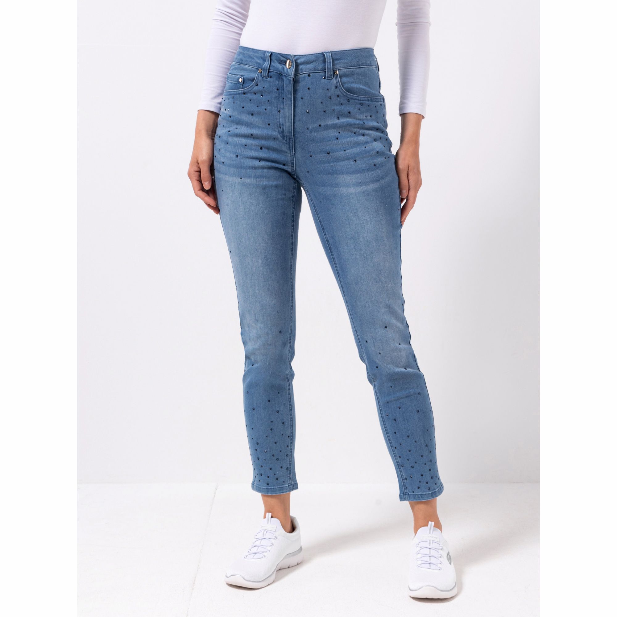 ICONIC by Marina Hoermanseder Jeanshose knöchellang schmales Bein