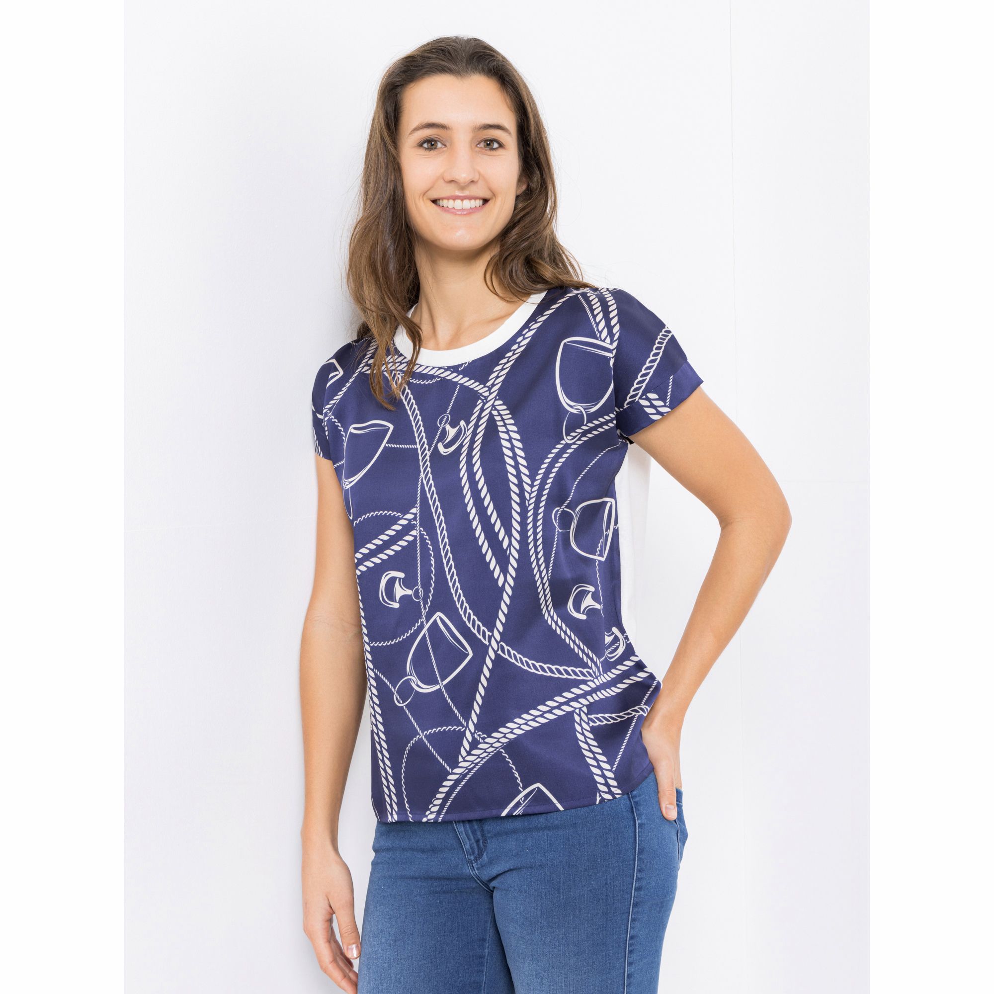 ANNI FOR FRIENDS Blusenshirt Anja 1/2-Arm Rundhalsausschnitt Rücken in Jersey