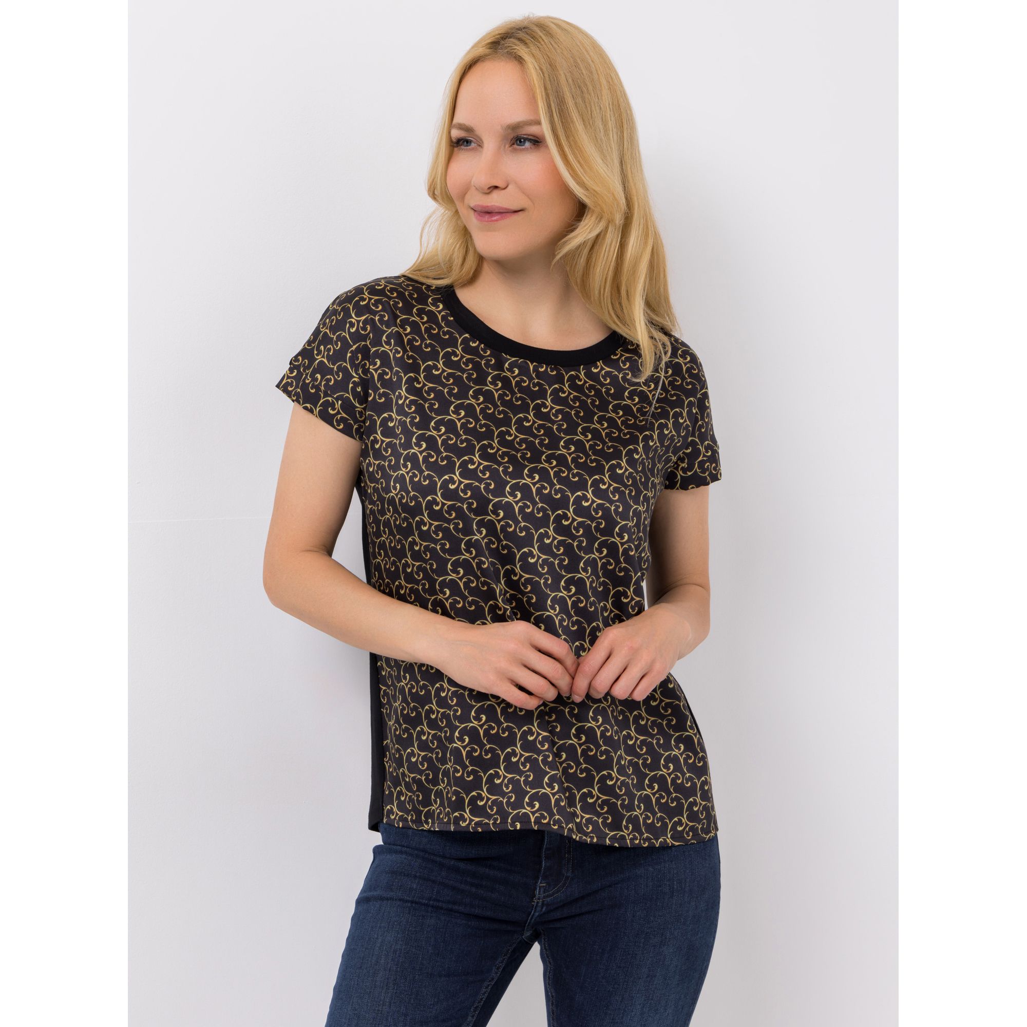 ANNI FOR FRIENDS Blusenshirt Anja 1/2-Arm Rundhalsausschnitt Rücken in Jersey