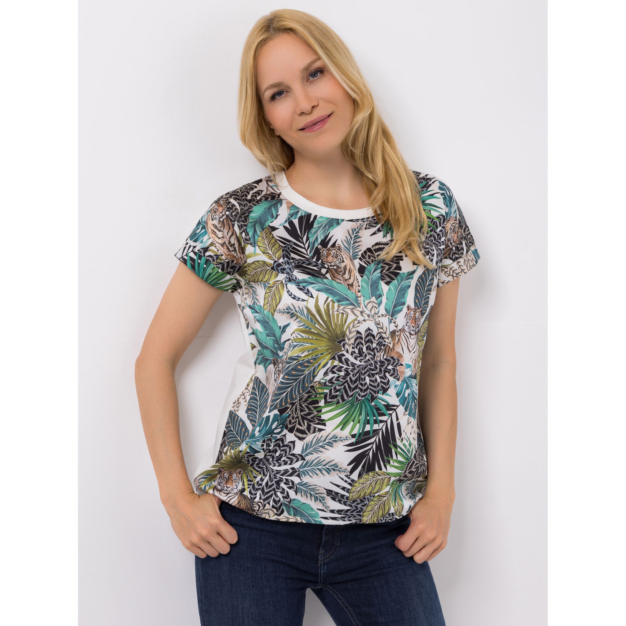 ANNI FOR FRIENDS Blusenshirt Anja 1/2-Arm Rundhalsausschnitt Rücken in Jersey