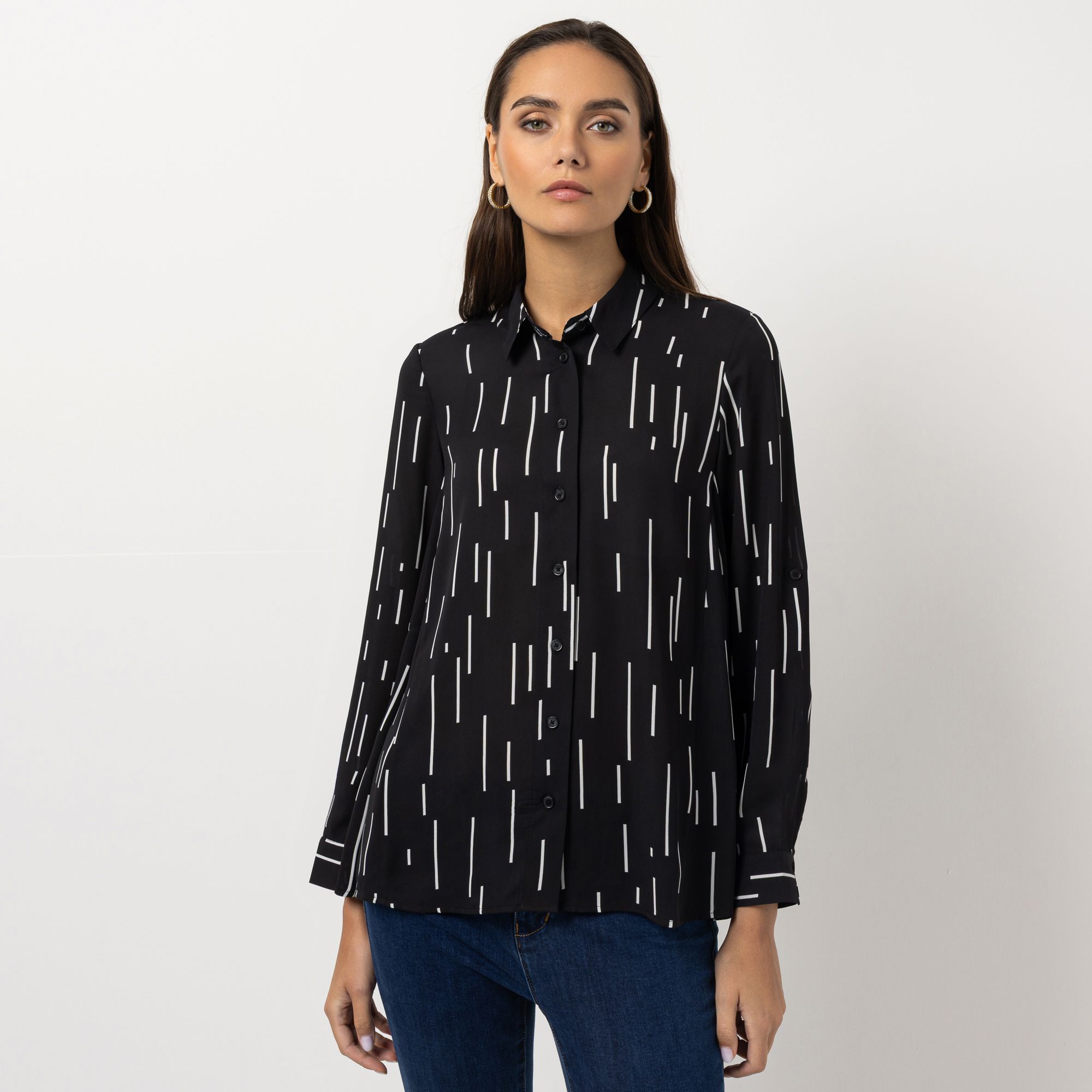 STEFFEN SCHRAUT Bluse Bali Hemdkragen Knopfleiste leger weit