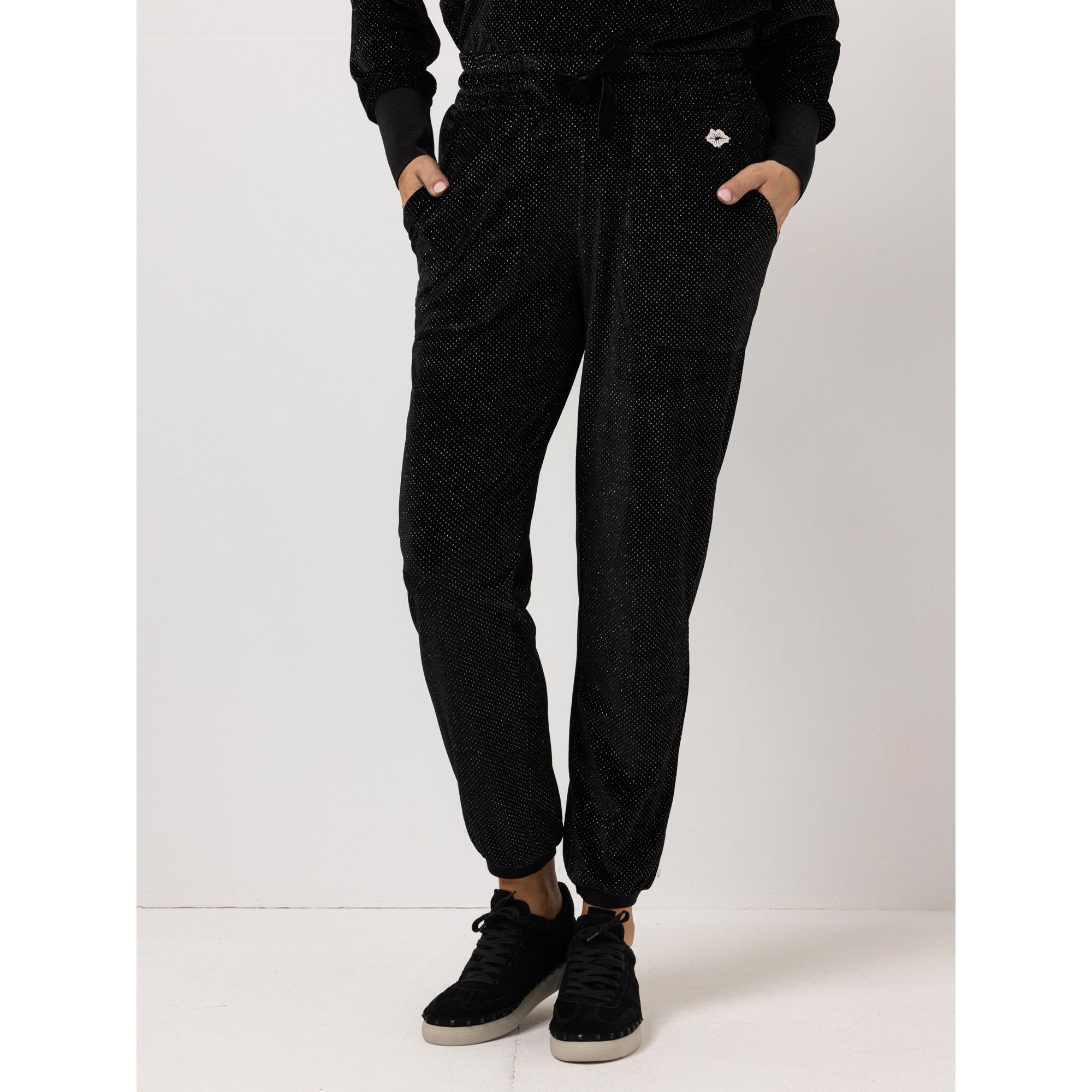 KILIAN KERNER SENSES Jerseyhose, Jogg-Stil elastischer Bund Glitzer-Nicki knöchellang