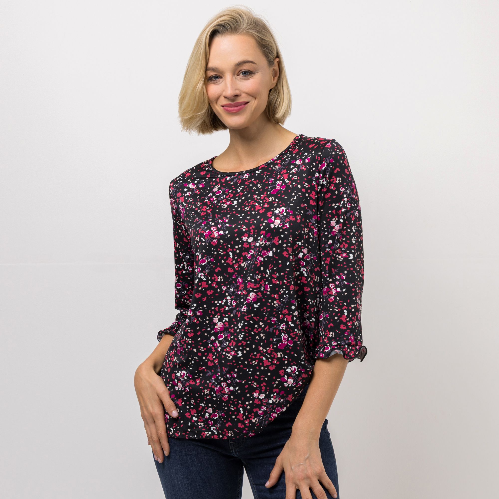 KIM & CO. Shirt, 3/4-Arm Brazil Knit Jersey Rundhalsausschnitt figurumspielend