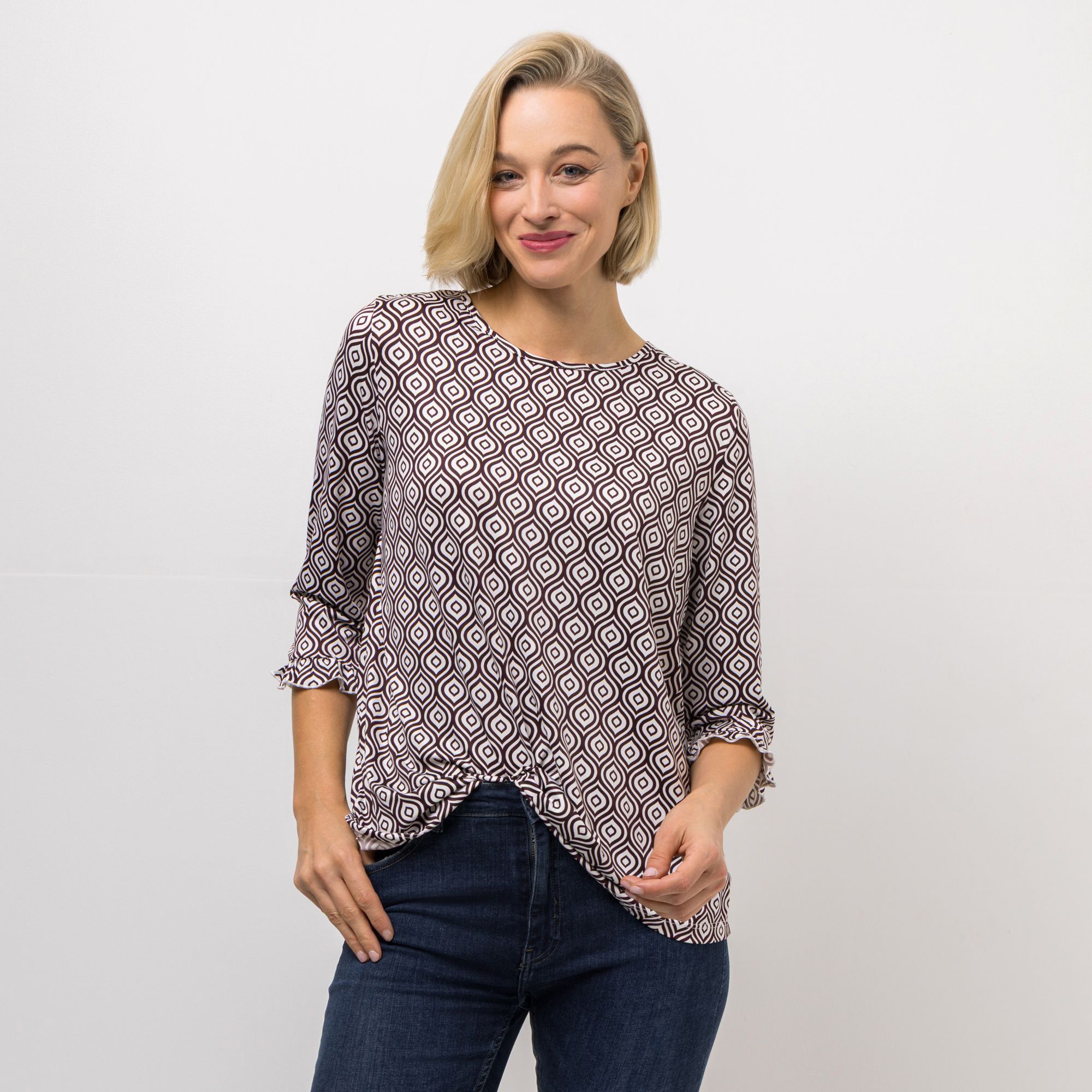 KIM & CO. Shirt, 3/4-Arm Brazil Knit Jersey Rundhalsausschnitt figurumspielend