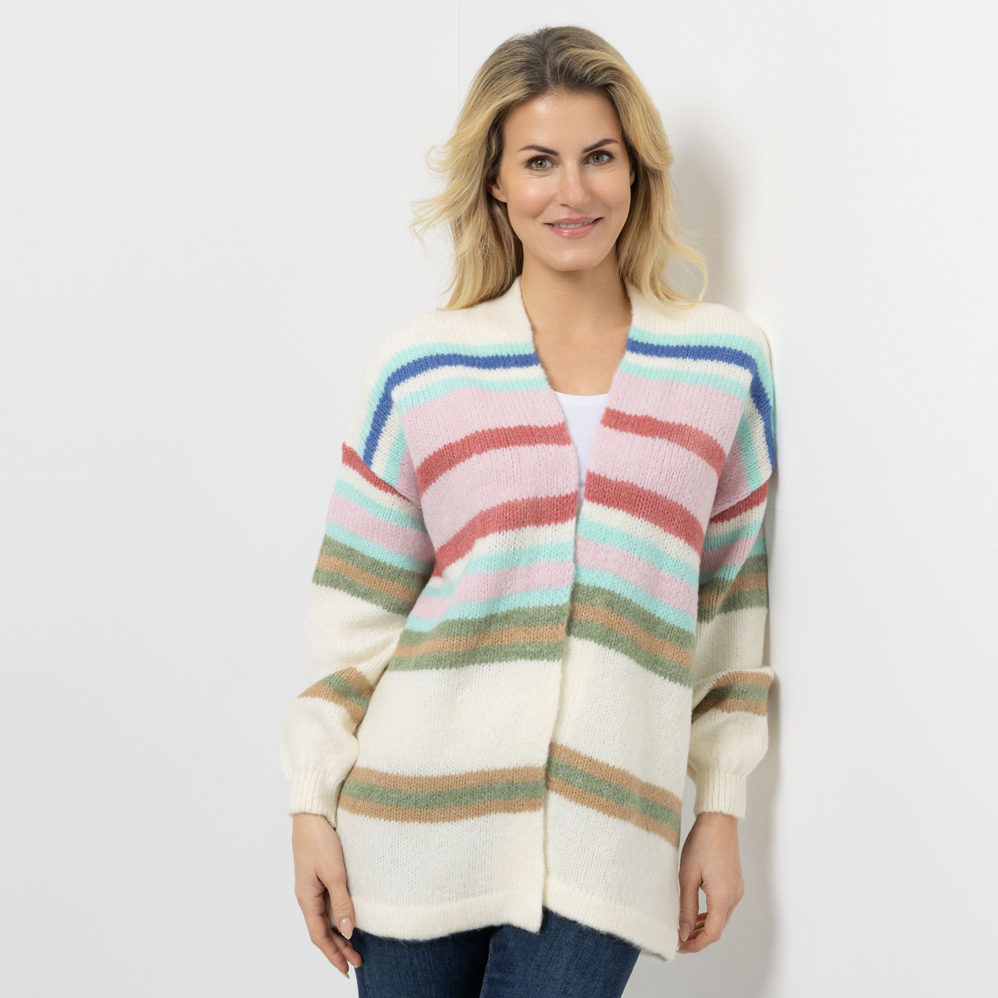 DINE 'N' DANCE Longcardigan offene Front gestreift oversized