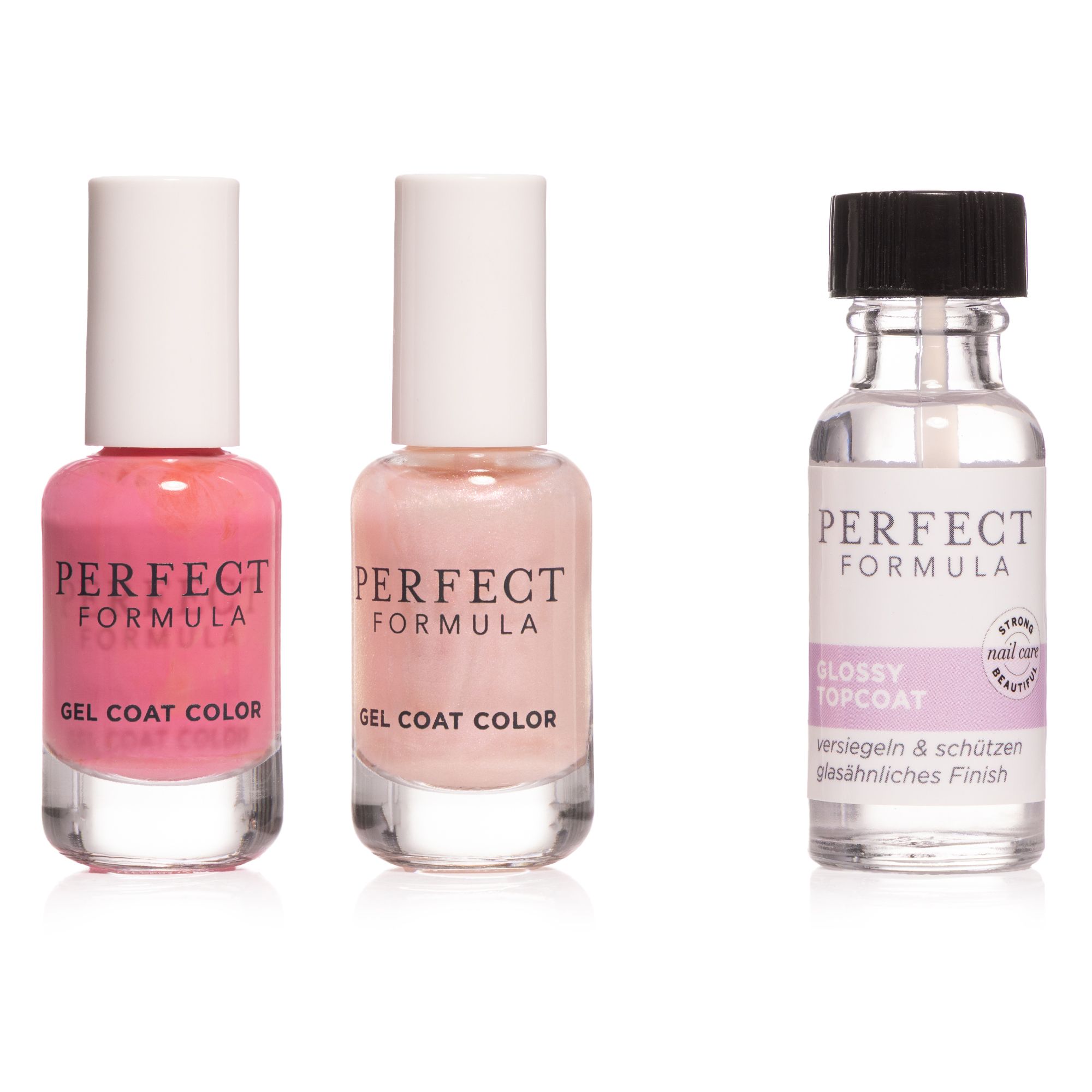 PERFECT FORMULA Glossy Topcoat 18ml & Gel Coat Color 2x18ml
