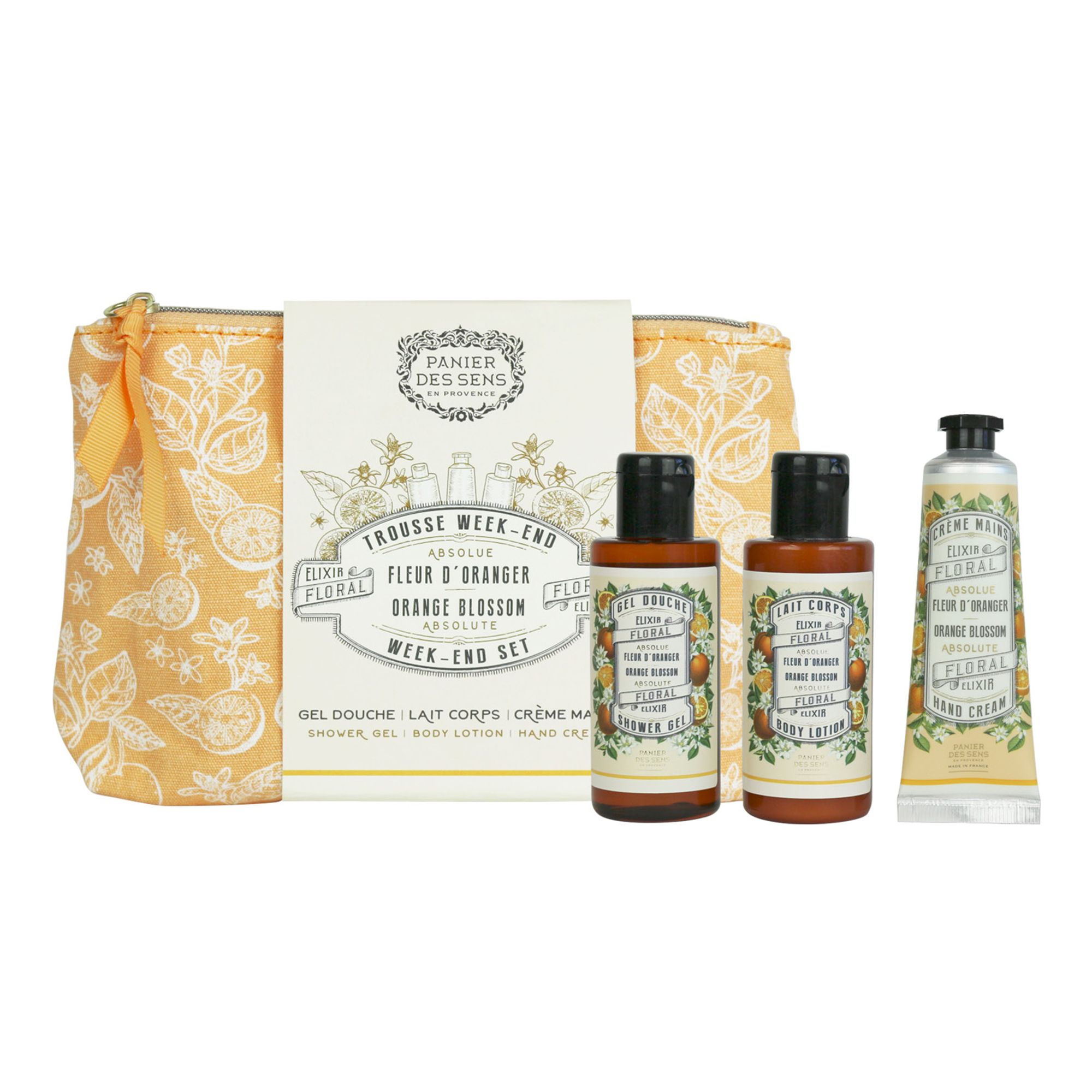 PANIER DES SENS Orangenblüte Reiseset mit Kosmetiktasche 3tlg.