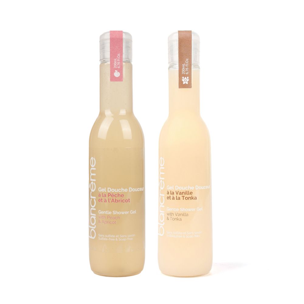 BLANCRÈME Duschgel Duo Pfirsich & Aprikose, Vanille & Tonka je 200ml