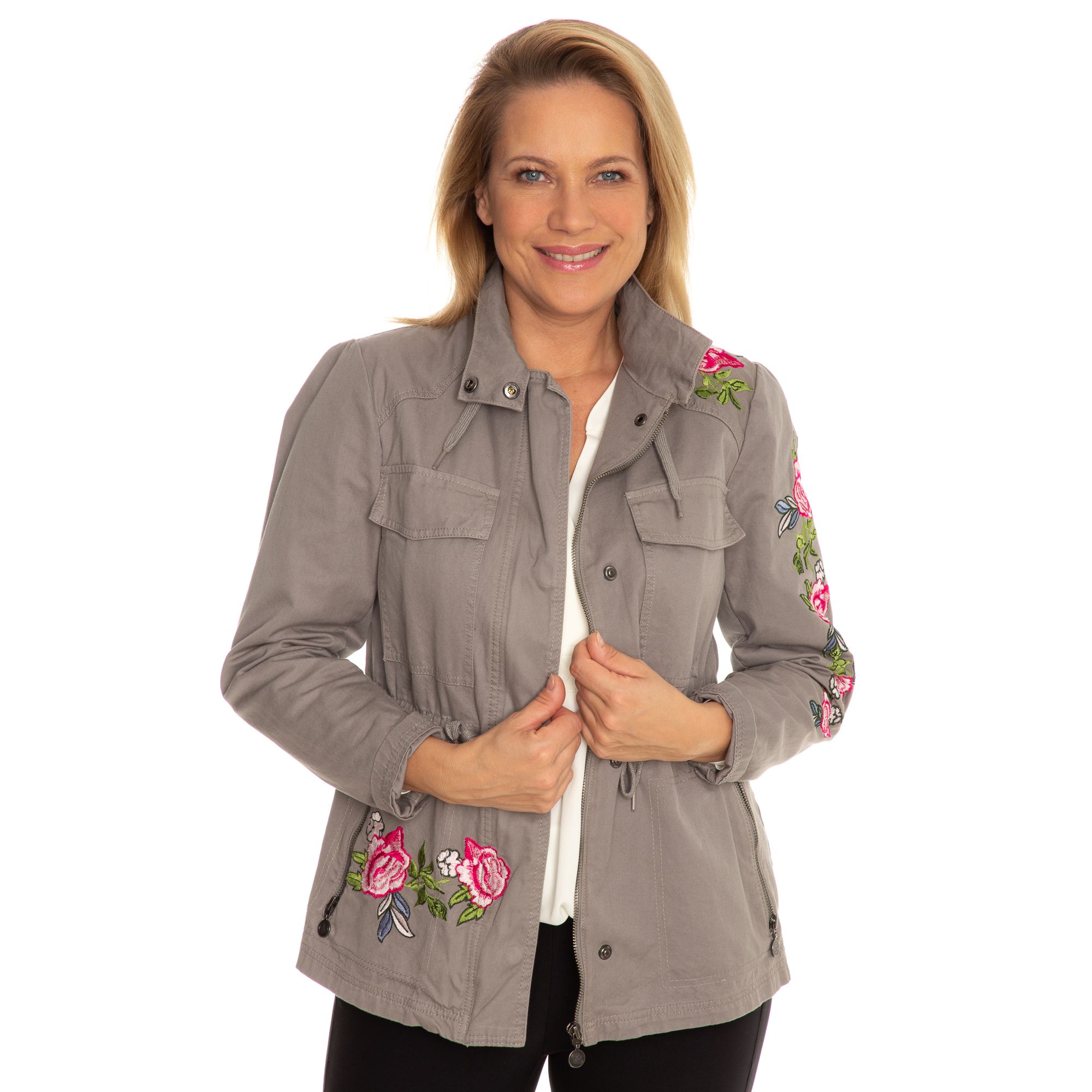 Grau Parkas Mode Qvc De