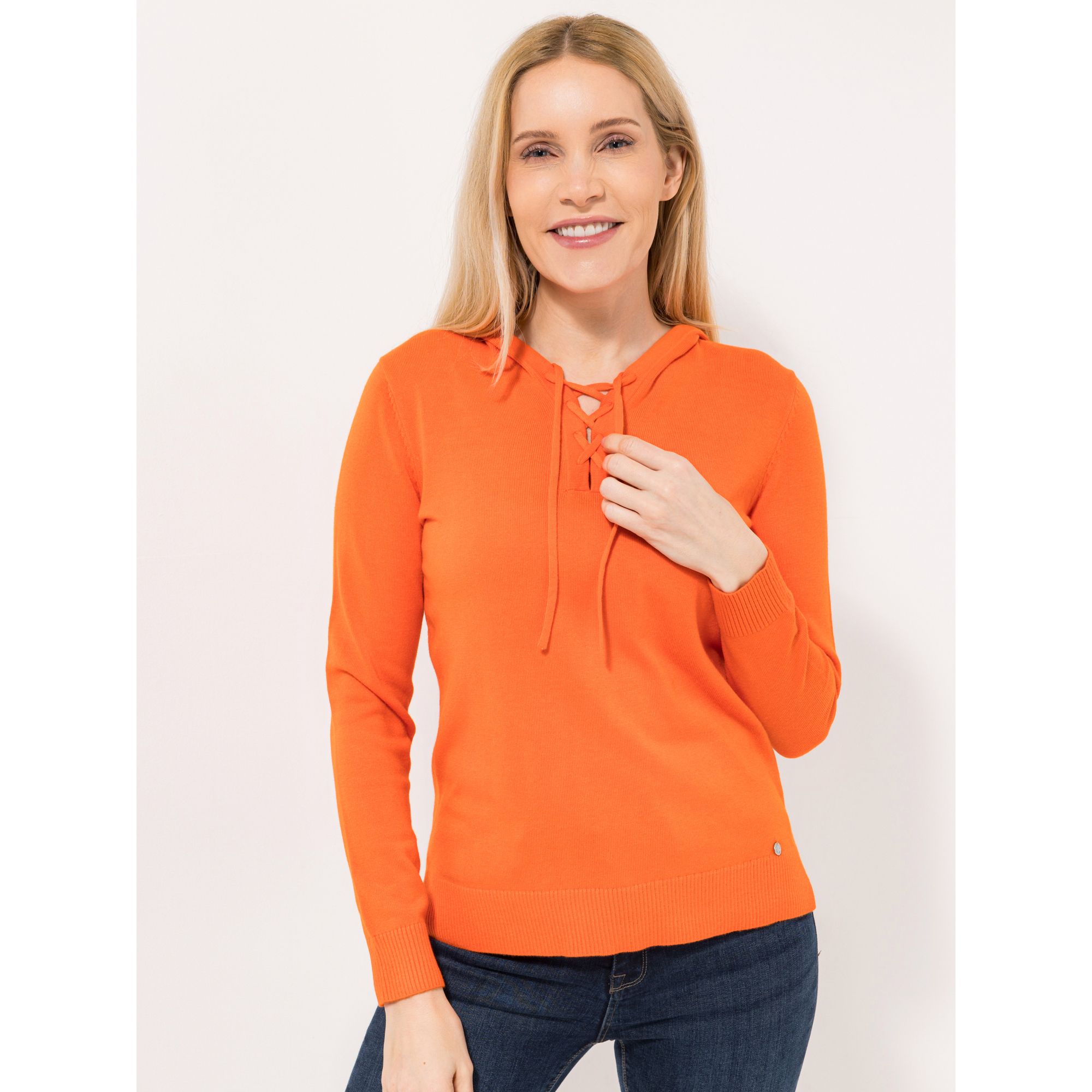 EVA LUTZ Pullover, Langarm Kapuze, Bindeband Kaschmir-Anteil figurumspielend