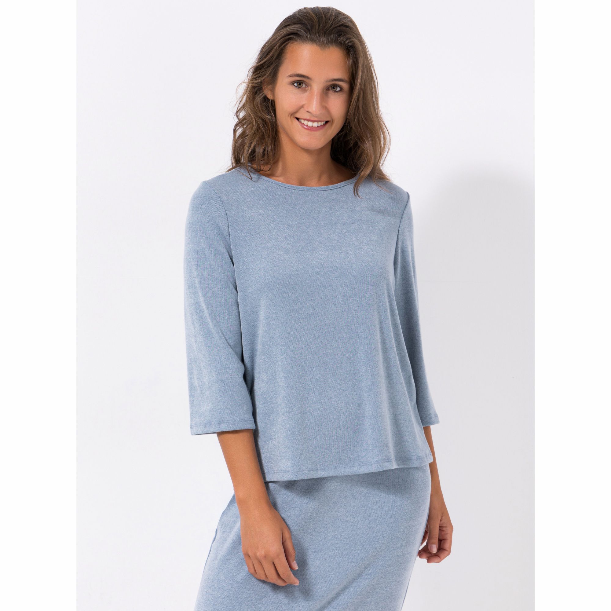 KIM & CO. Shirt, 3/4-Arm Feinstrick Optik gerade geschnitten figurumspielend