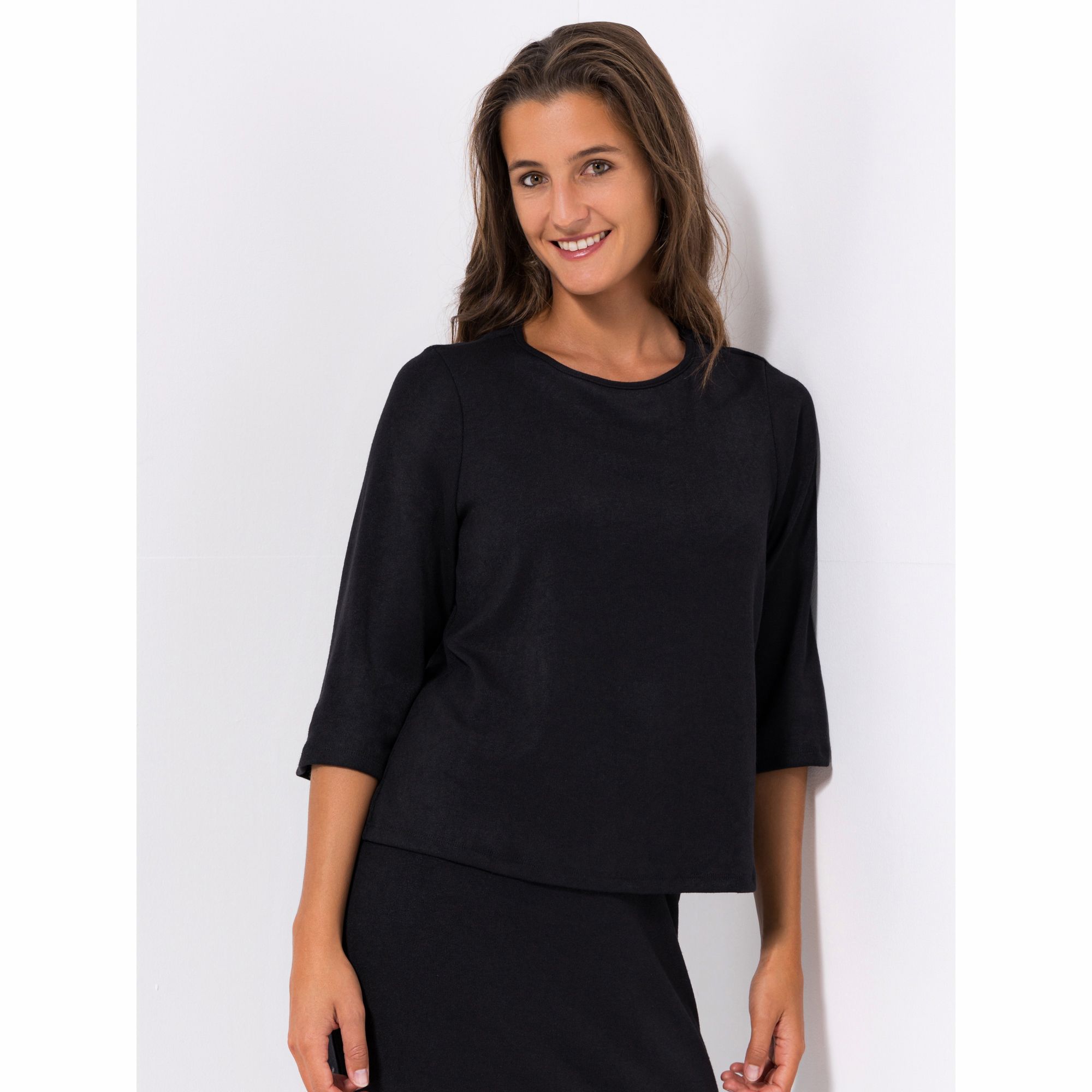 KIM & CO. Shirt, 3/4-Arm Feinstrick Optik gerade geschnitten figurumspielend