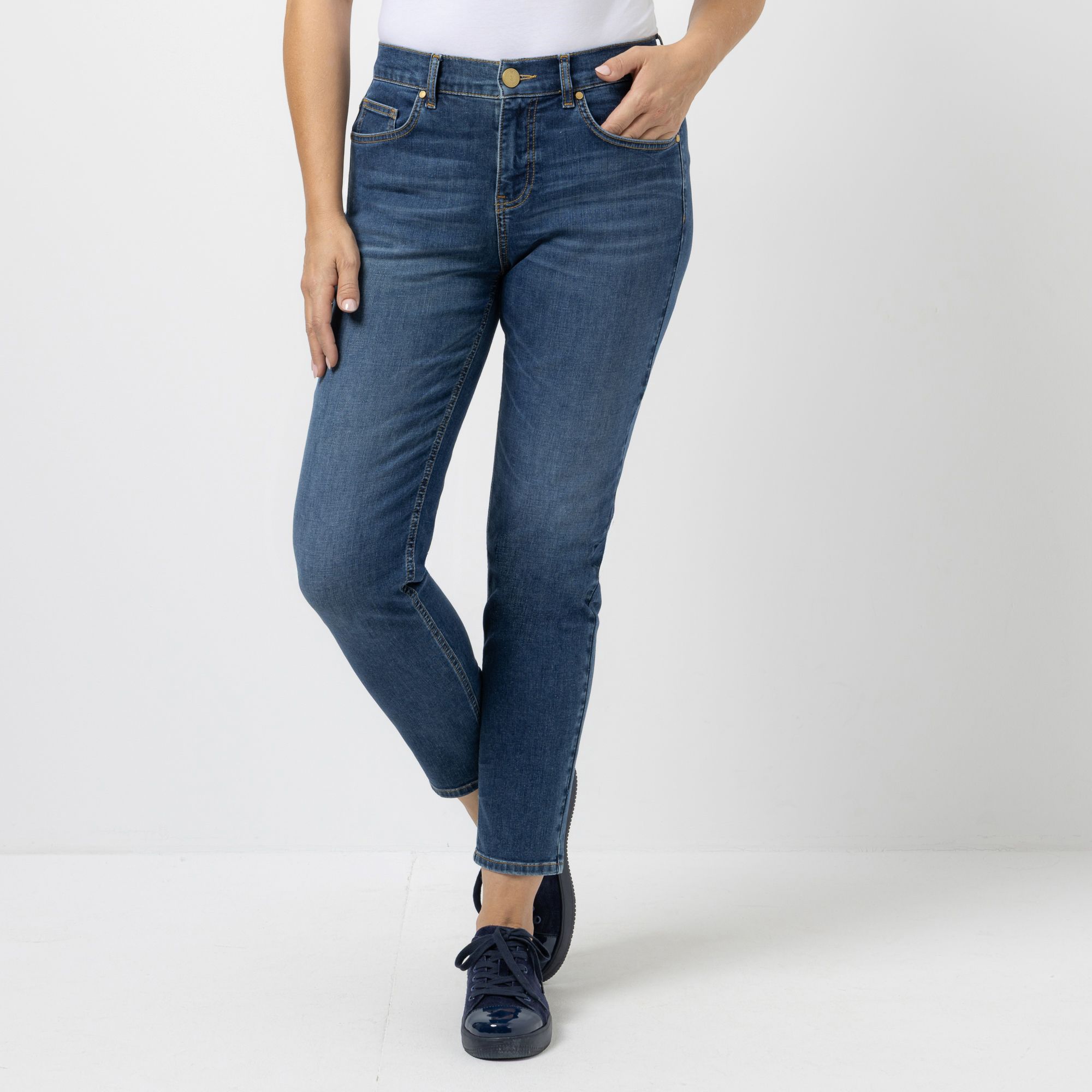 ANNA VON GRIESHEIM Jeanshose 7/8-Länge Gesäßtaschen schmales Bein