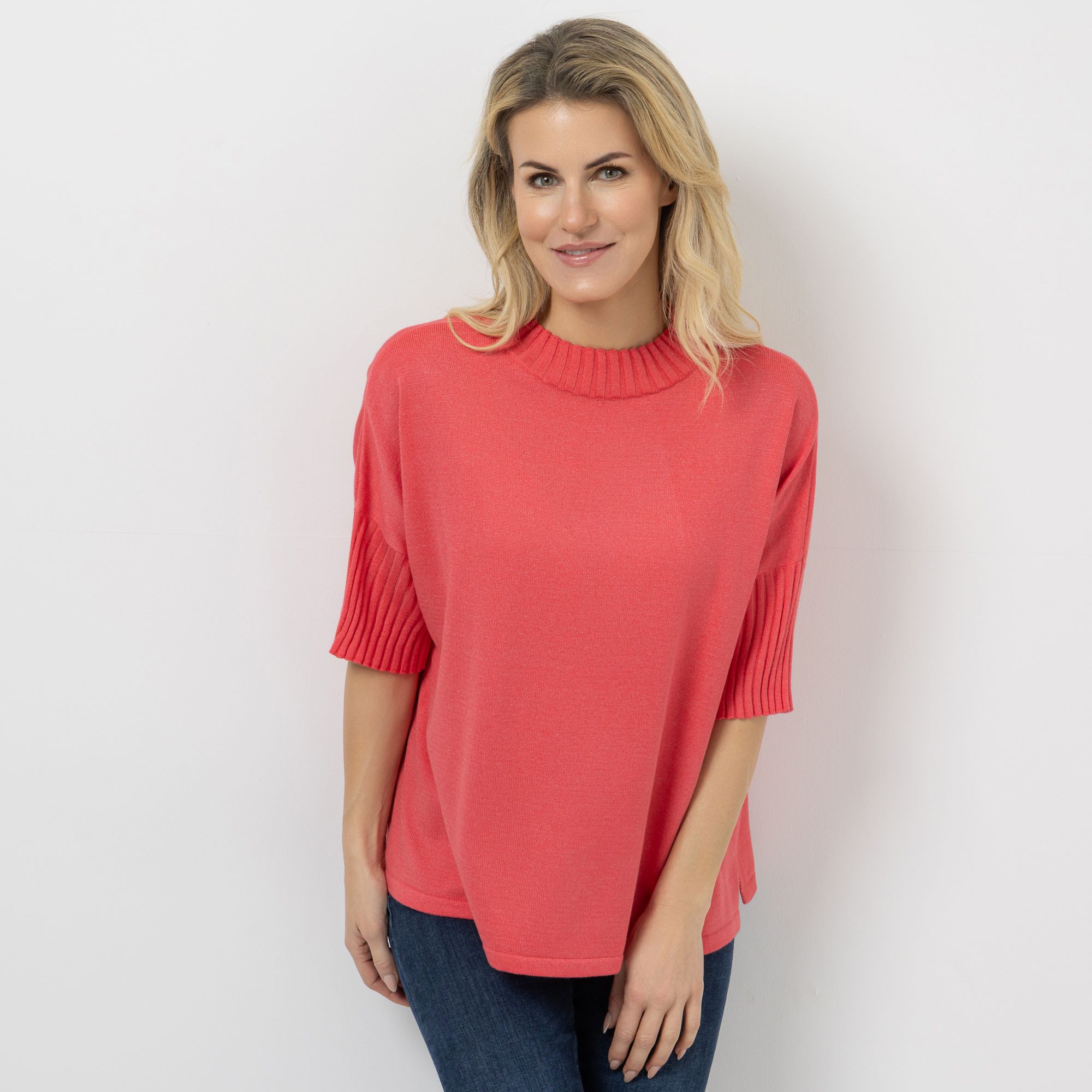 DINE 'N' DANCE Pullover 3/4-Arm Stehkragen oversize